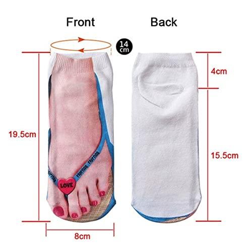 Ryshman Ryshman 3D Manicure Print Socks Funny Flip Flop Socks Sandal Socks Low Cut Ankle Silly Socks- A Gag Gift (Red, 20cm, 1 pack)