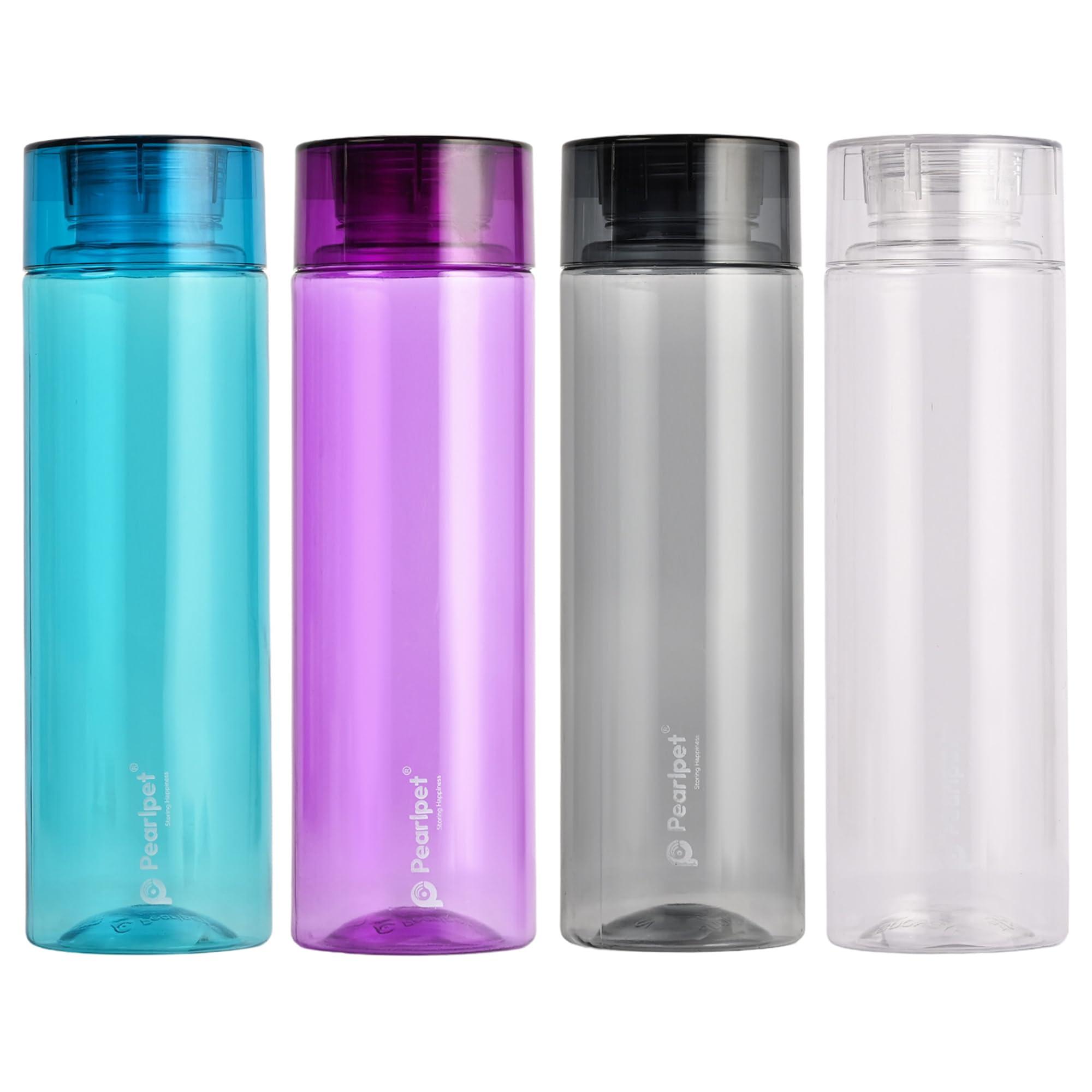PEARLPET PEARLPET- BPA-free Plastic Water Bottle Set of 4 Pcs , Each 1000ml, Multicolor