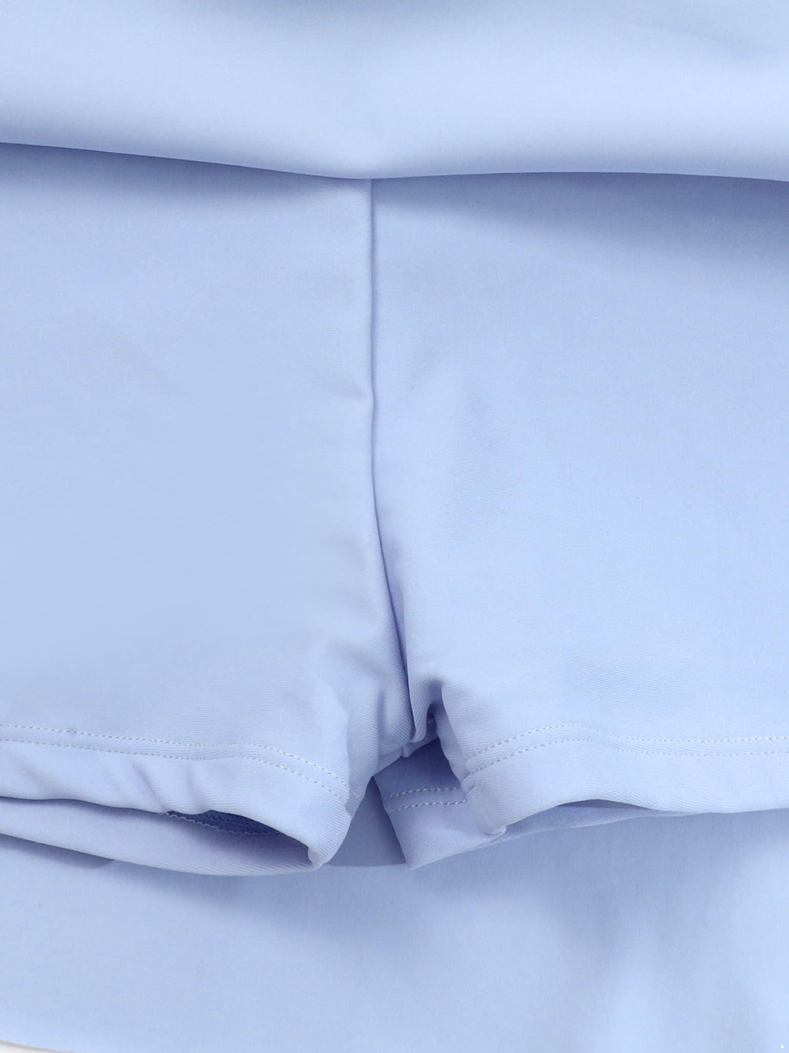 Moggemol Moggemol Kids Girls Short Sleeve Swimming Dress One Piece Swimsuit Boyshort Bottoms Bathing Suit Beachwear Blue 7-8 Years