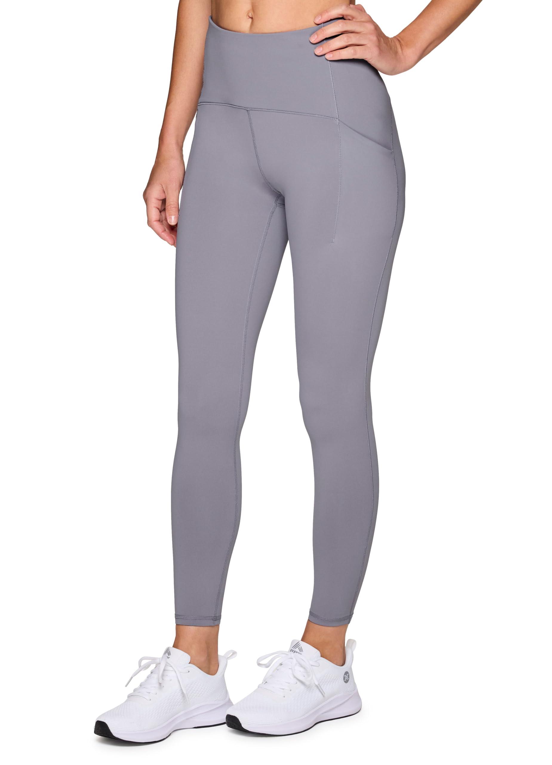 RBX RBX Women's Squat Proof 7/8 Legging with Pockets, Quick Dry Running Leggings with Curved High Rise Waistband with Plus Sizes Dolphin Grey L