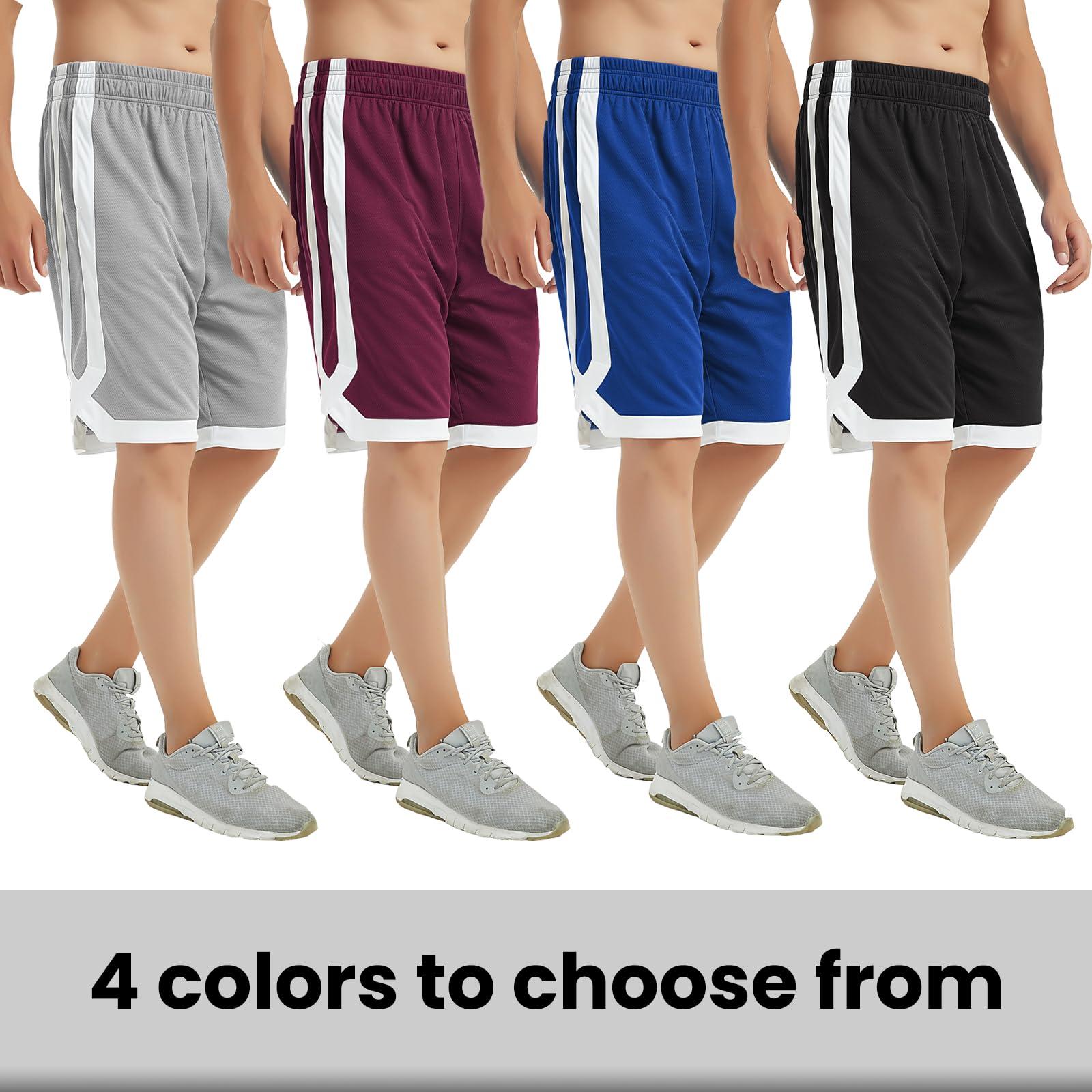 TOPTIE TopTie Men\'s 7\" Mesh Basketball Shorts with Pockets, 2-Tone Active Athletic Shorts, Workout Shorts for Adult-Grey-XXL