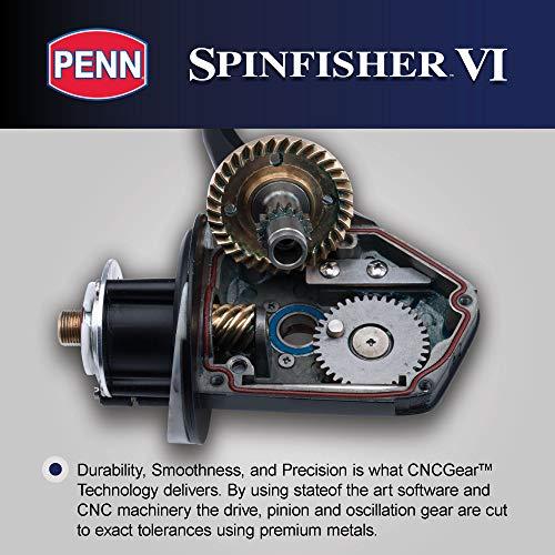 PENN PENN Spinfisher VI Live Liner Spinning Inshore Fishing Reel, HT-100 Front Drag, Max of 20lb | 9.0kg, Built with Carbon Fiber Washers, 4500, Black Gold