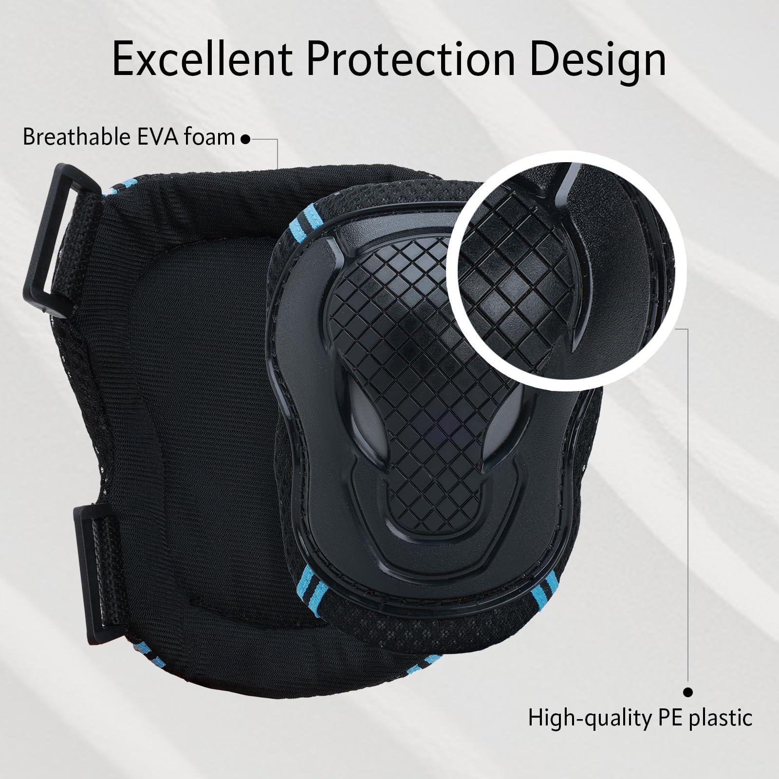 YooxArmor Adjustable Kids Knee Pads Elbow Pads Wrist Guards Set for 3-8 Years Child Protective Gear Set for Roller Skates,BMX,Bike,Cycling, Skateboard, Inline Skating, Scooter Riding Sports,Football