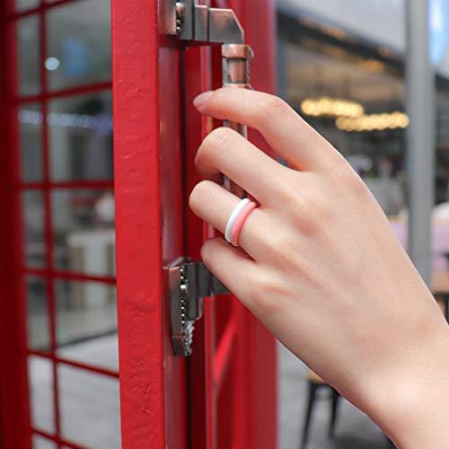 Forthee Forthee 10 Pack Silicone Wedding Ring for Women, Thin and Braided Rubber Band, Fashion, Colorful, Comfortable fit, Skin Safe,Size 8