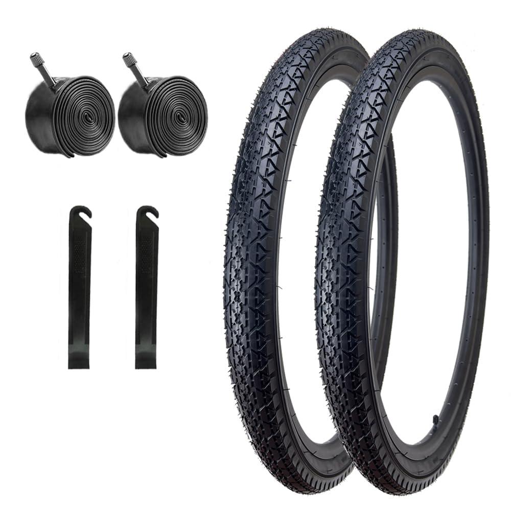 HUIOK 26 Inch Bike Tires, HUIOK 26x2.125 Bicycle Tire Folding Beach Cruiser Tires Replacement with Tubes and Levers