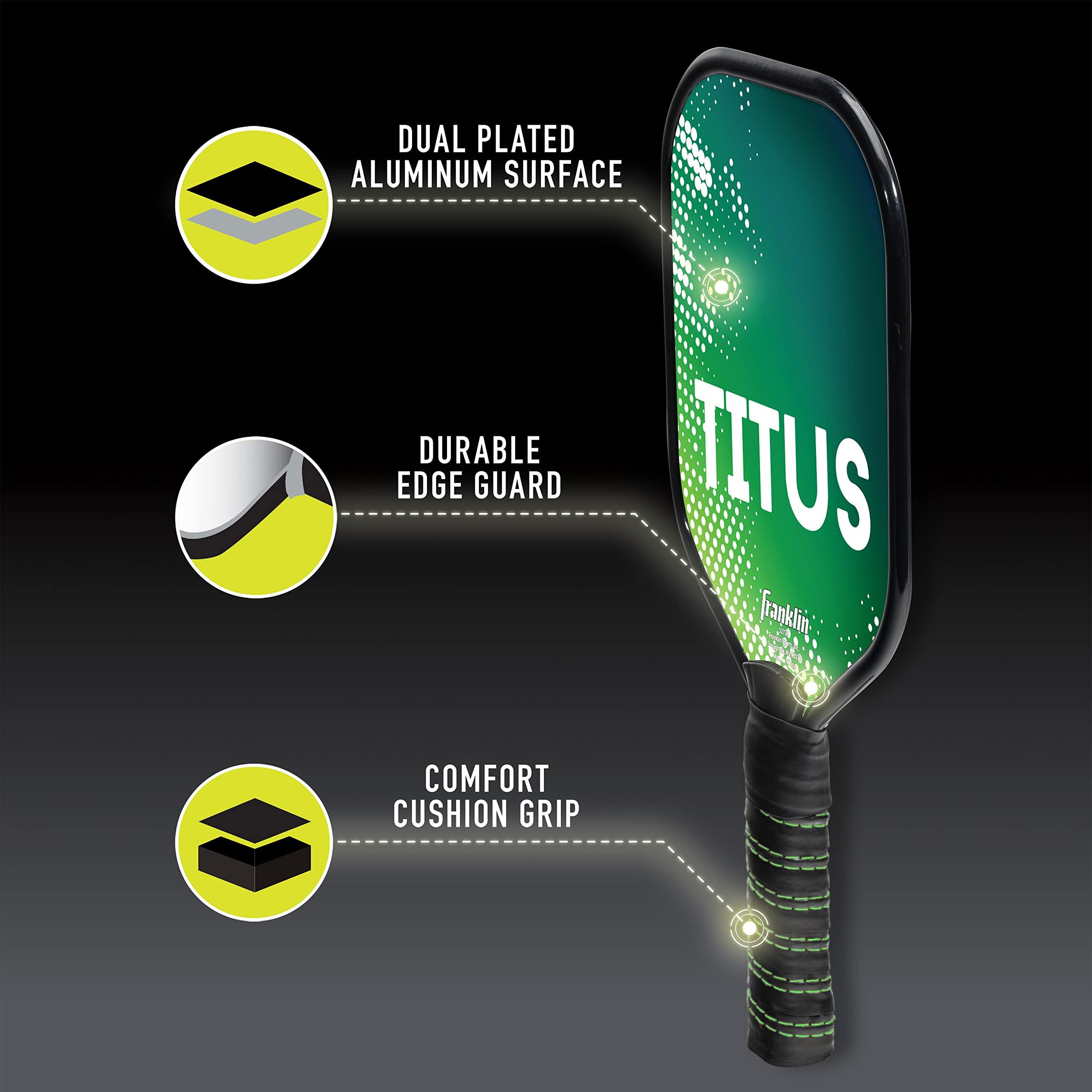 Franklin Sports Franklin Sports Pickleball Paddle - Aluminum Pickleball Racket - Titus - Green - USA Pickleball (USAPA) Approved - 8mm Thick Core