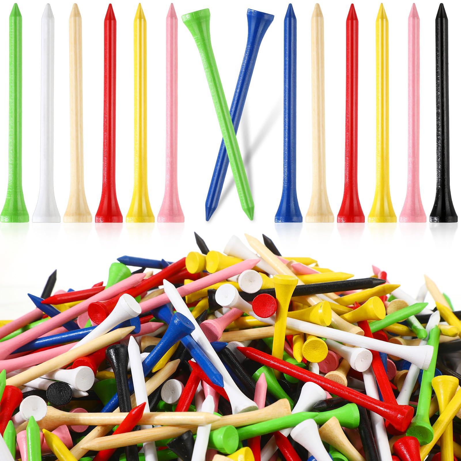 Mudder Mudder 2000 Pcs Bamboo Golf Tees Bulk Professional Golf Tees Reduce Friction Side Spin for Club Men Women Kids Accessories(Multicolor,3-1/4 Inch)