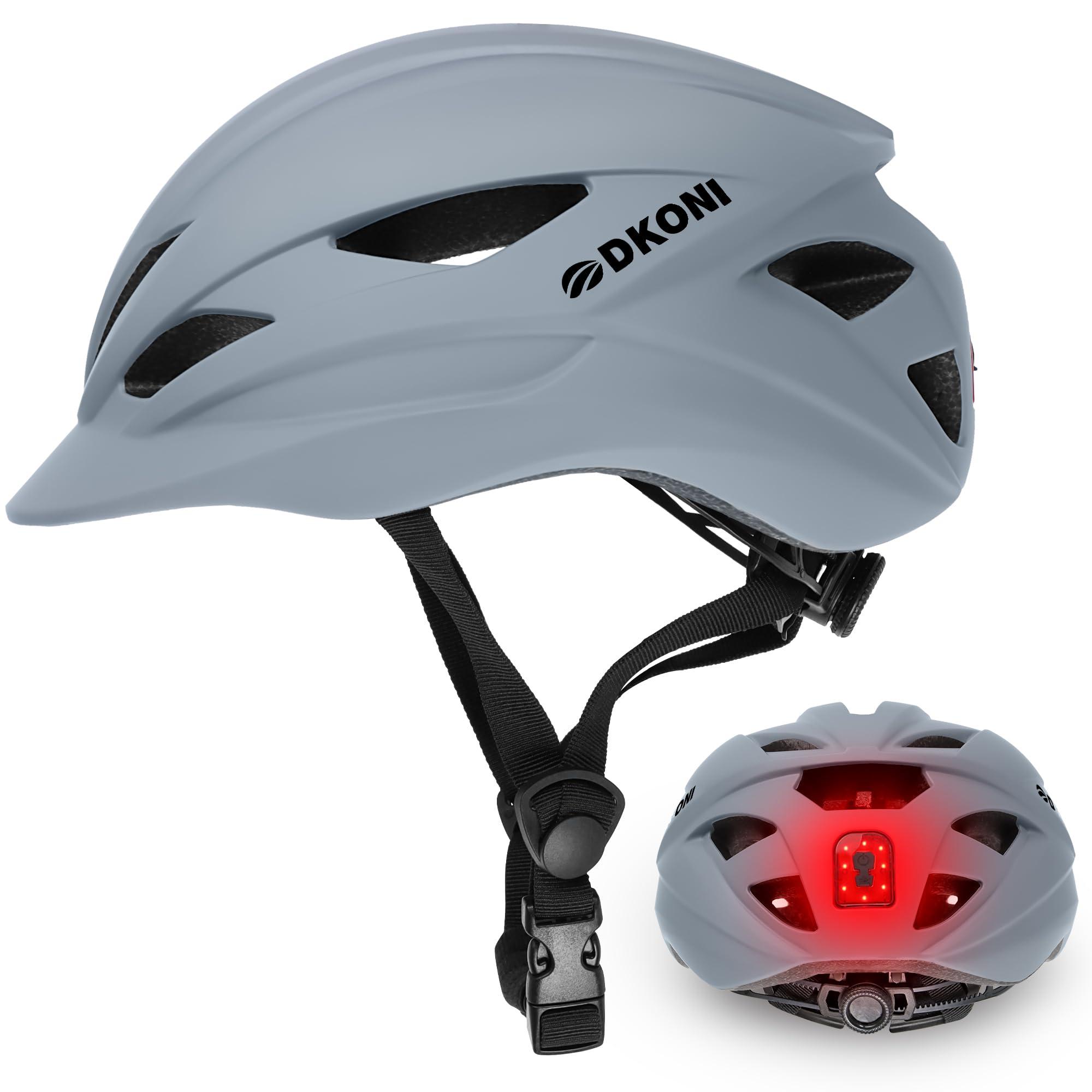 DKONI Bike Helmet Adult Urban:Bicycle Helmet for Men Women with USB Charge Detachable Taillight Helmets for Commuter Cycling Scooters