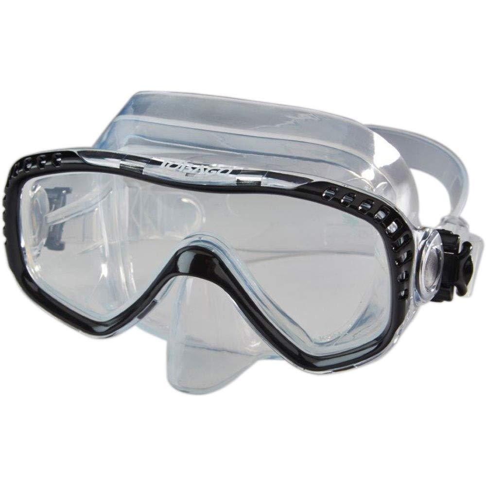 Akona AKONA Tobago Scuba and Snorkeling Dive Mask with Clear Silicone Skirt and Single Tempered Lens (Black Silicone)