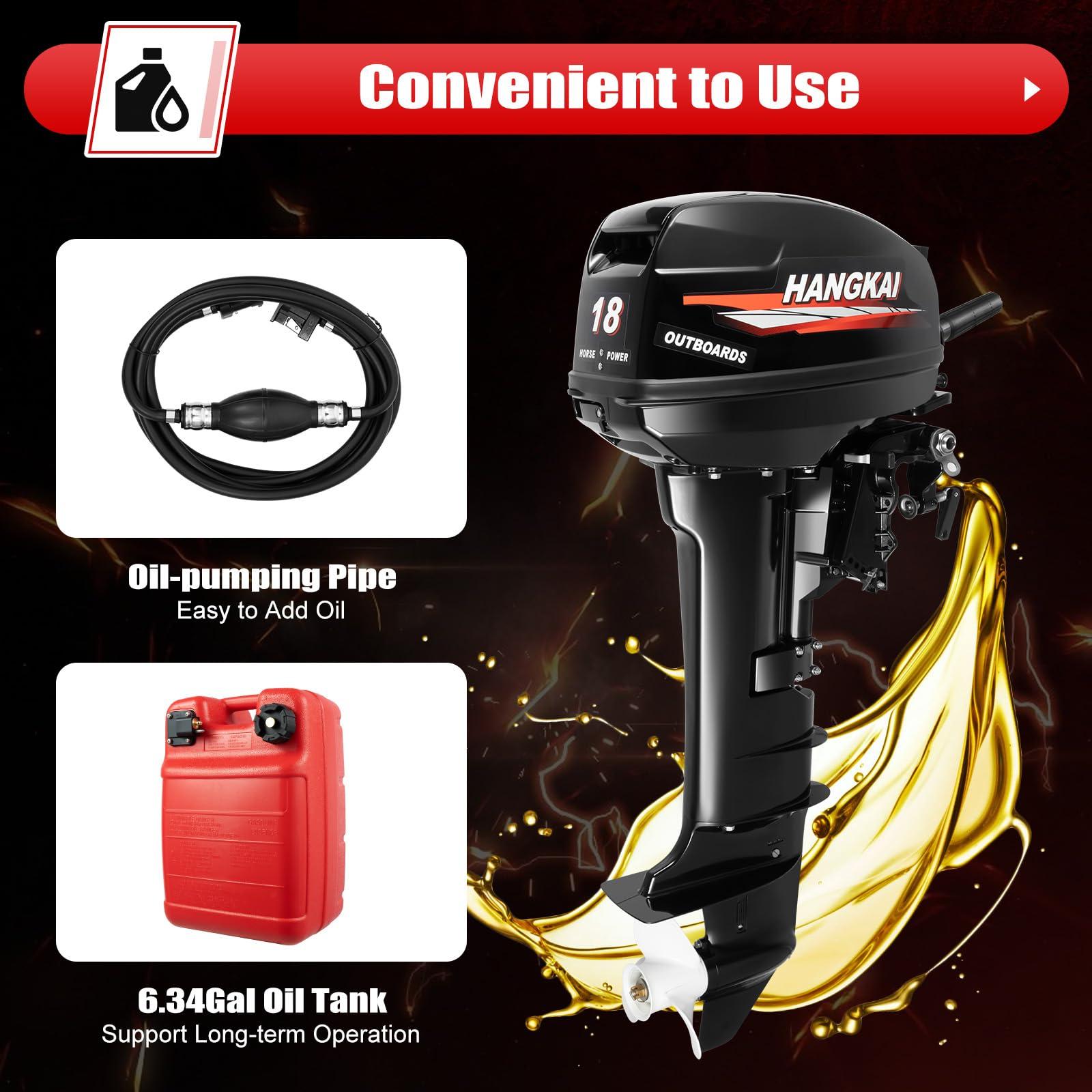 TBVECHI 18HP Outboard Motor, 2 Stroke Heavy Duty Fishing Boat Engine with Water Cooling and CDI System, 246CC Long Shaft Outboard Motor