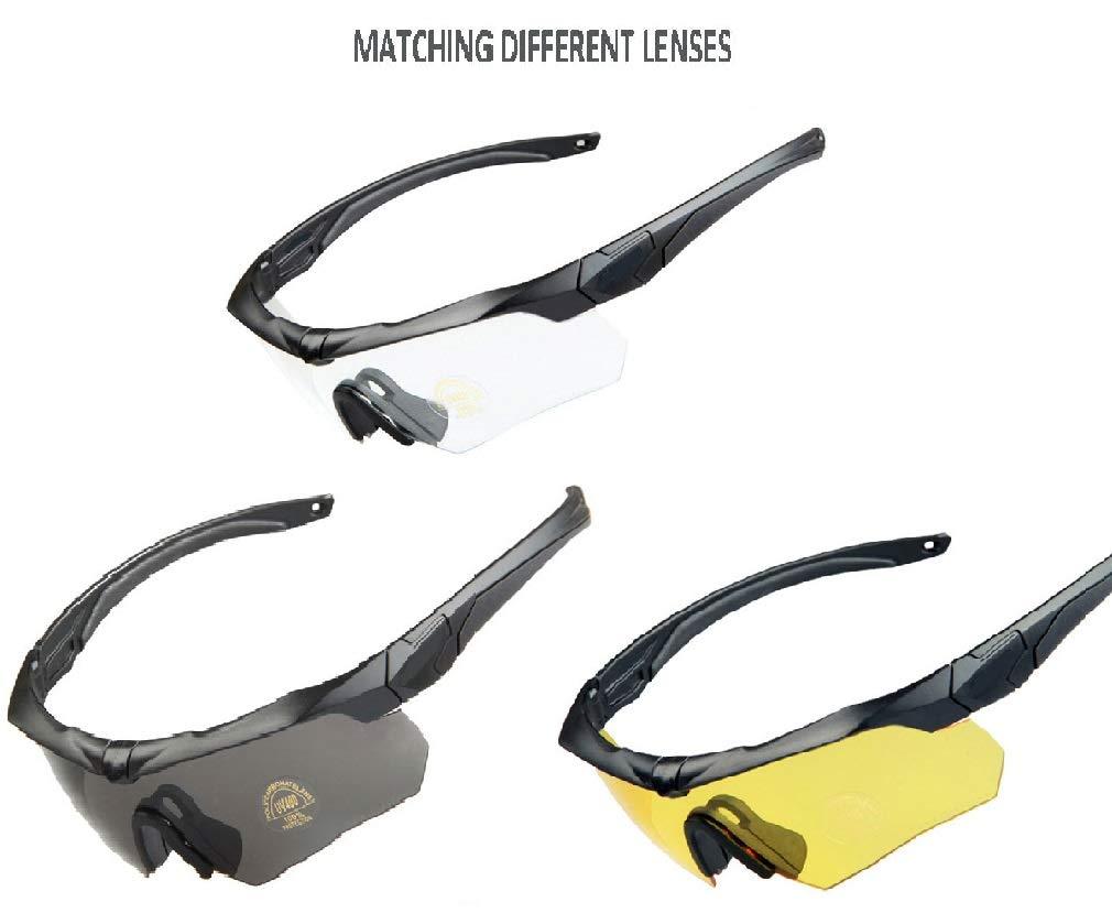 GALAXYLENSE GALAXYLENSE ICE DEA Tactical Combat Glasses For Men - Shooting Glasses - Hunting Glasses - 3 Color Replacement lens (Black)