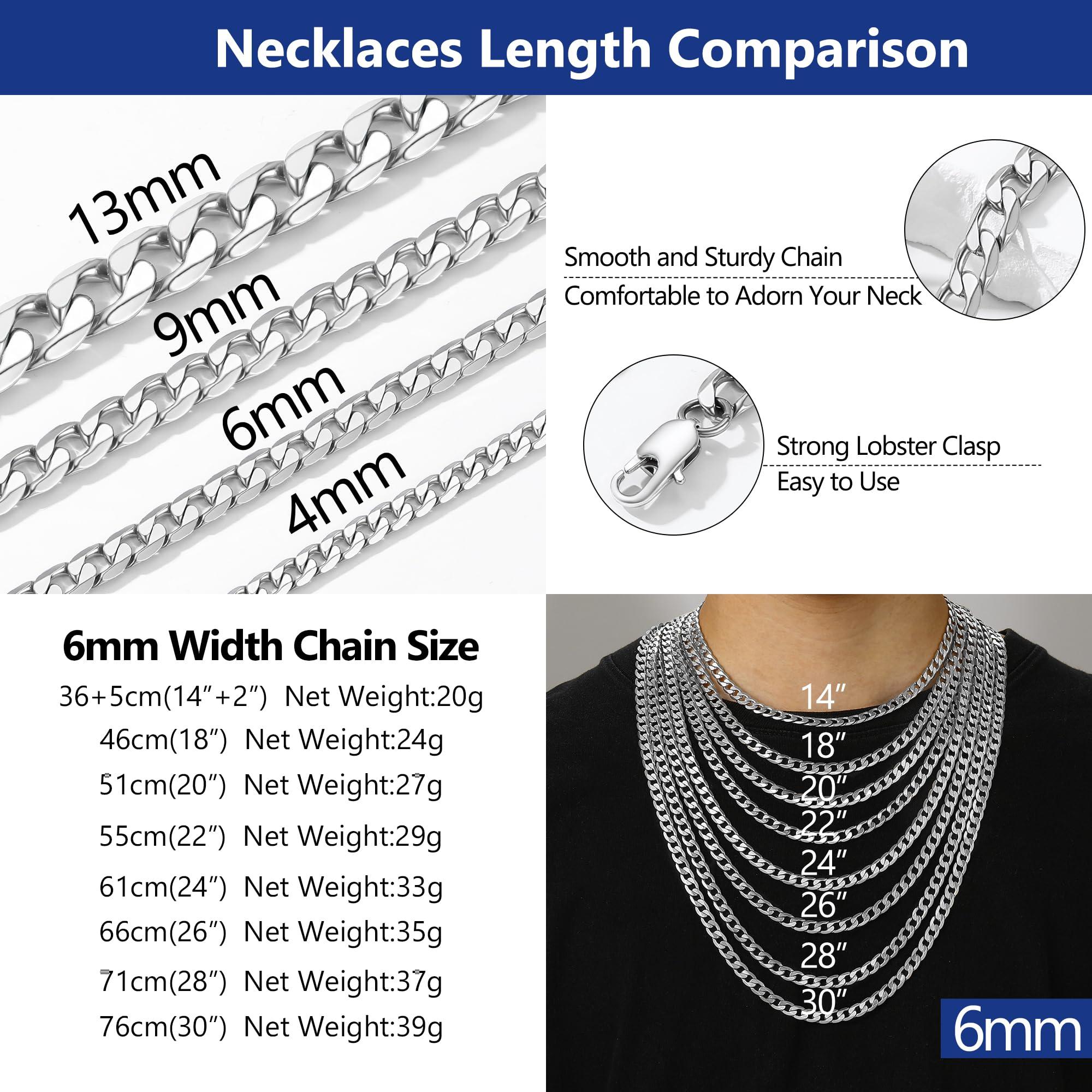 PROSTEEL PROSTEEL Mens Chain Necklace for Man Stainless Steel Chains Minimalist Necklaces Cuban Link Flat Neck Chain