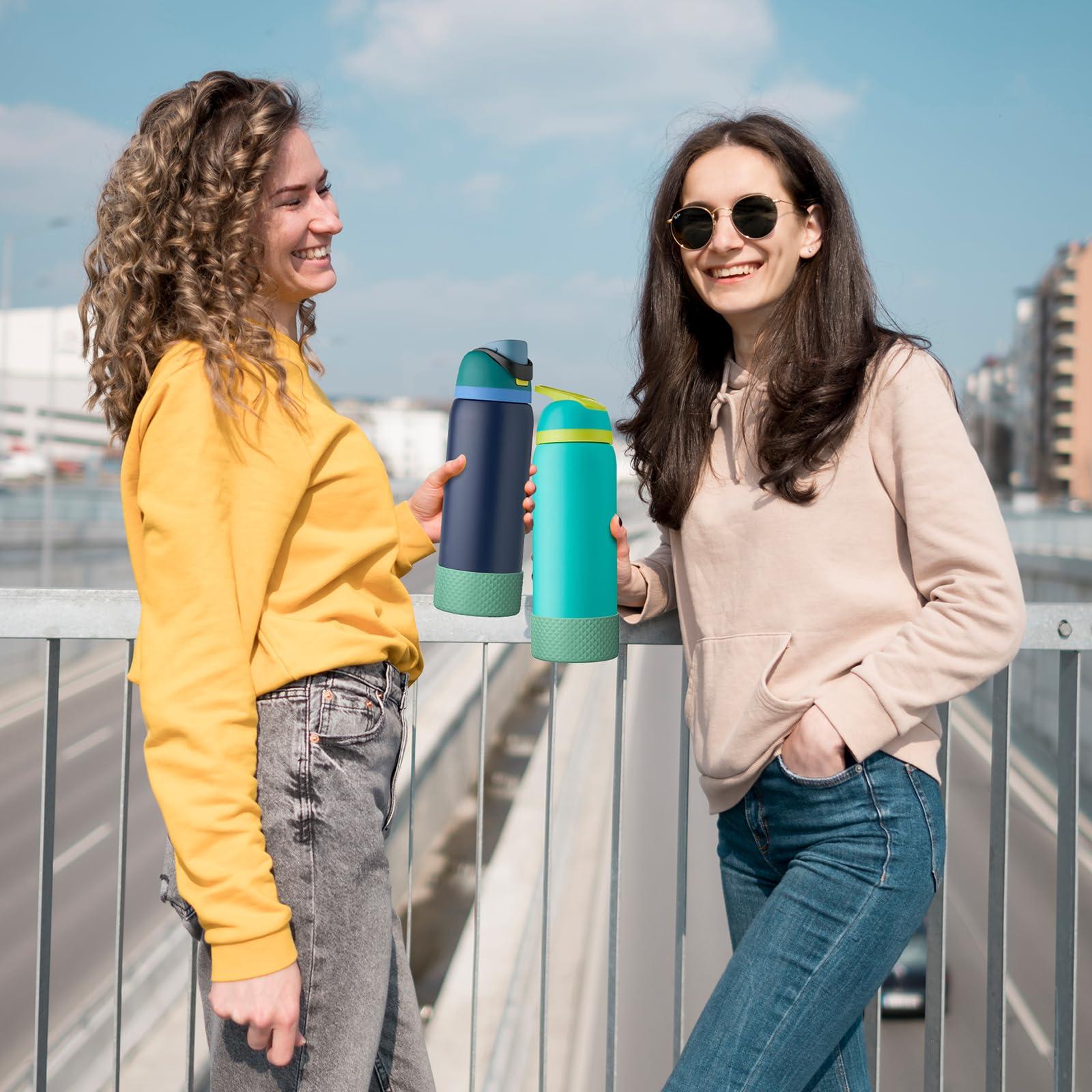 yoelike yoelike Silicone Water Bottle Boot for Owala 40 oz, 2PCS Anti-Slip Protective Sleeve for FreeSip/Twist/Flip, Watter Bottle Accessories, Bottom Bumper Cover, Dishwasher Safe, BPA Free