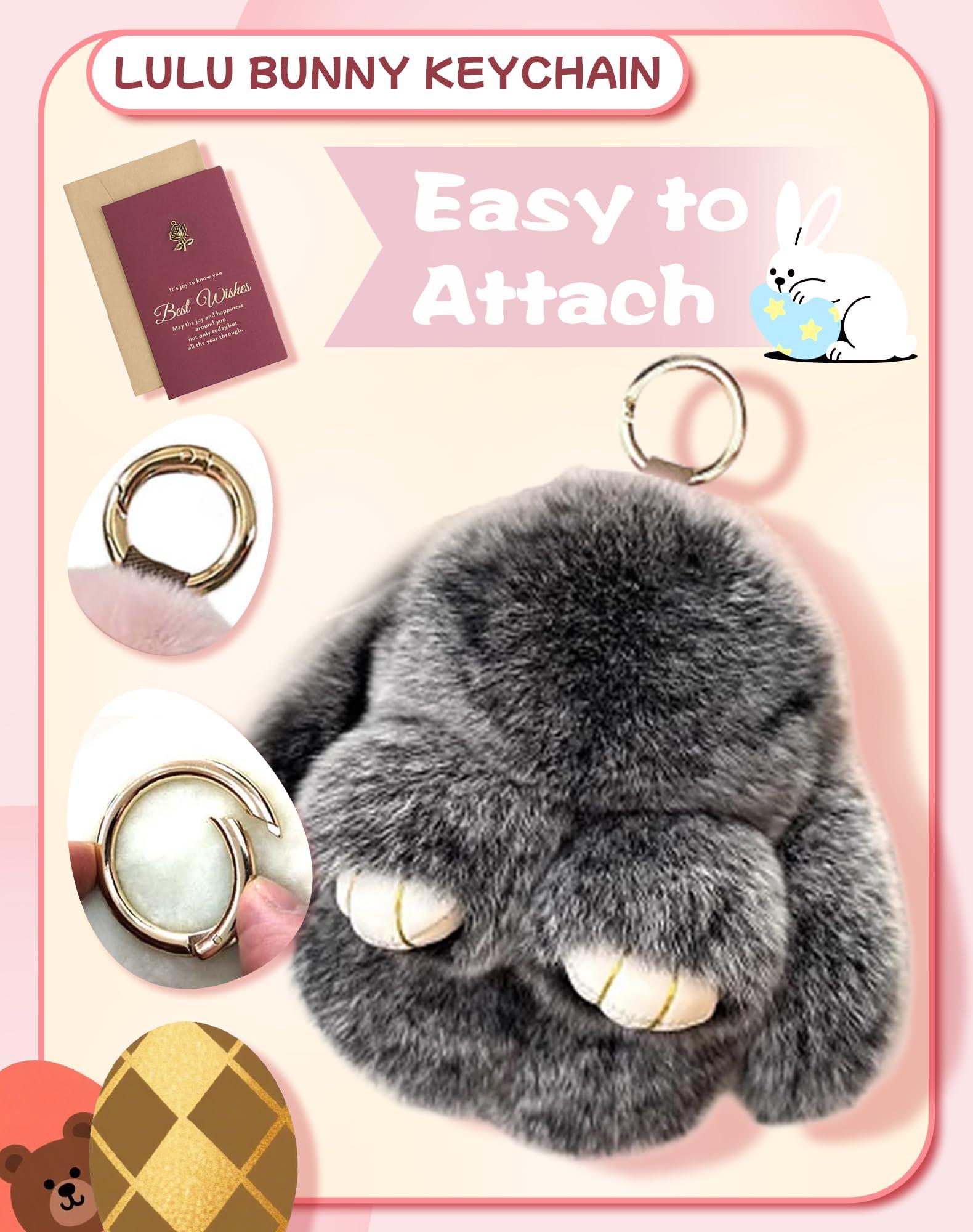 Baaop Original Bunny Lulu Official, Spooky Bunny Lulu Keychain, Halloween BunnyLulu Keychain Handmade Soft Bunny with Tin Box (K)