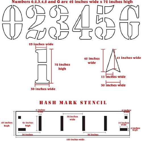 stencil ease Football Field Stencil Kit | 72 inch Numbers with Hashmark | 60 mil Standard Grade | Paint Stencils for Football Fields