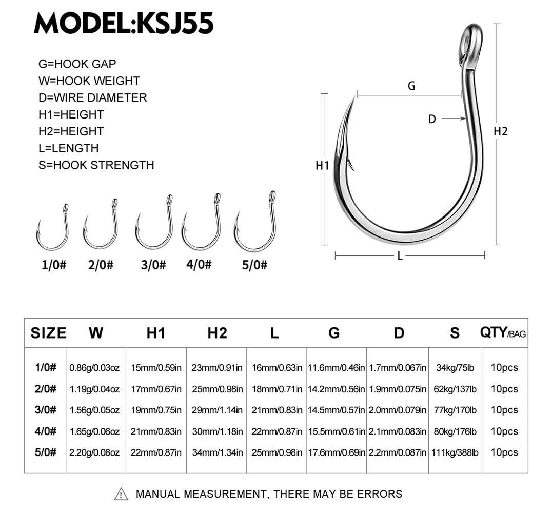 Cuoyuqie Cuoyuqie 30pcs Live Bait Circle Hooks Stainless Steel Saltwater Fishing Hooks (5/0 30pcs)