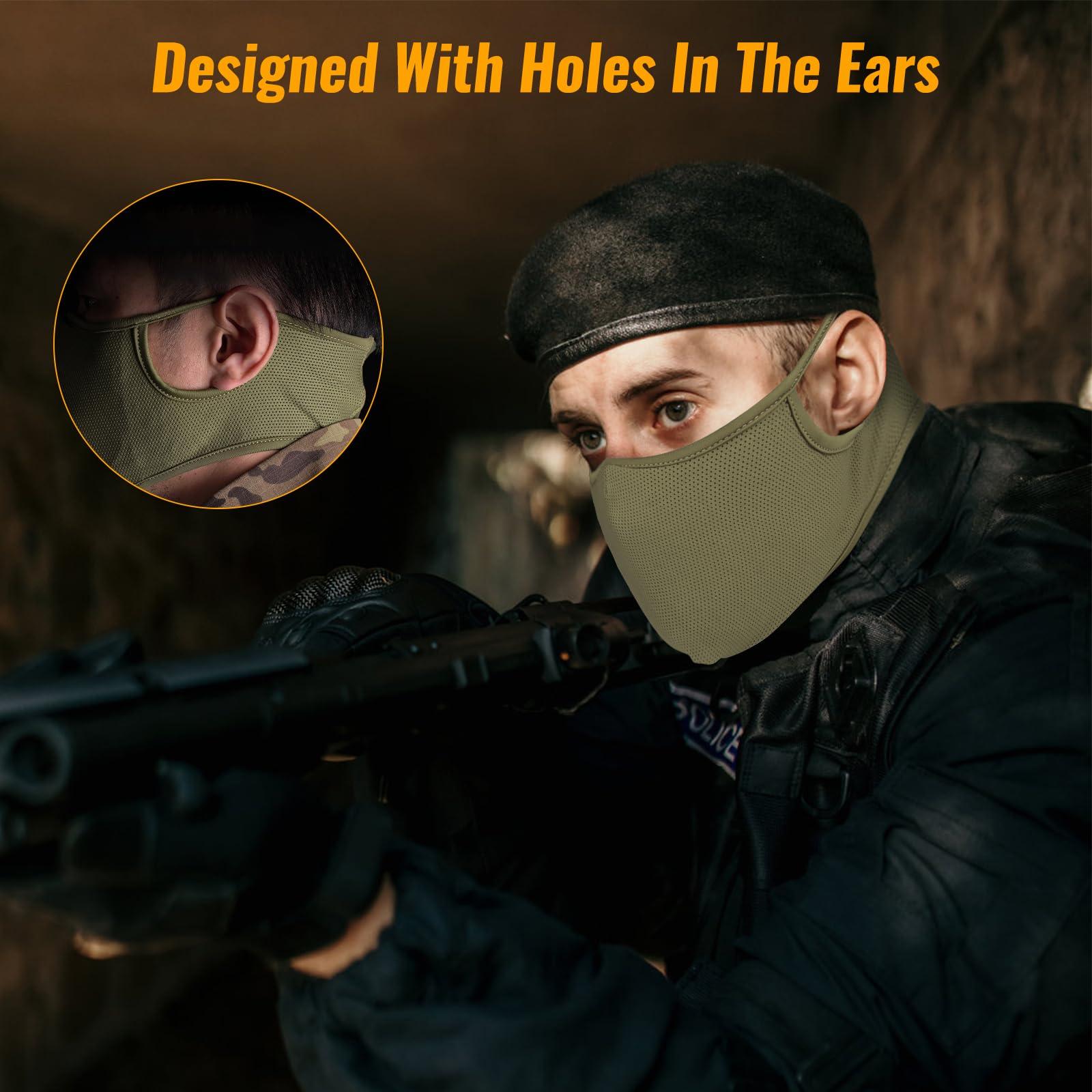 Qavctw Qavctw Tactical Shooting Mask Foldable Airsoft Silicone Mask Breathable Free Ear Protection Outdoor Half Face Mesh Military Mask for Shooting Riding Climbing Paintball Hunting Game