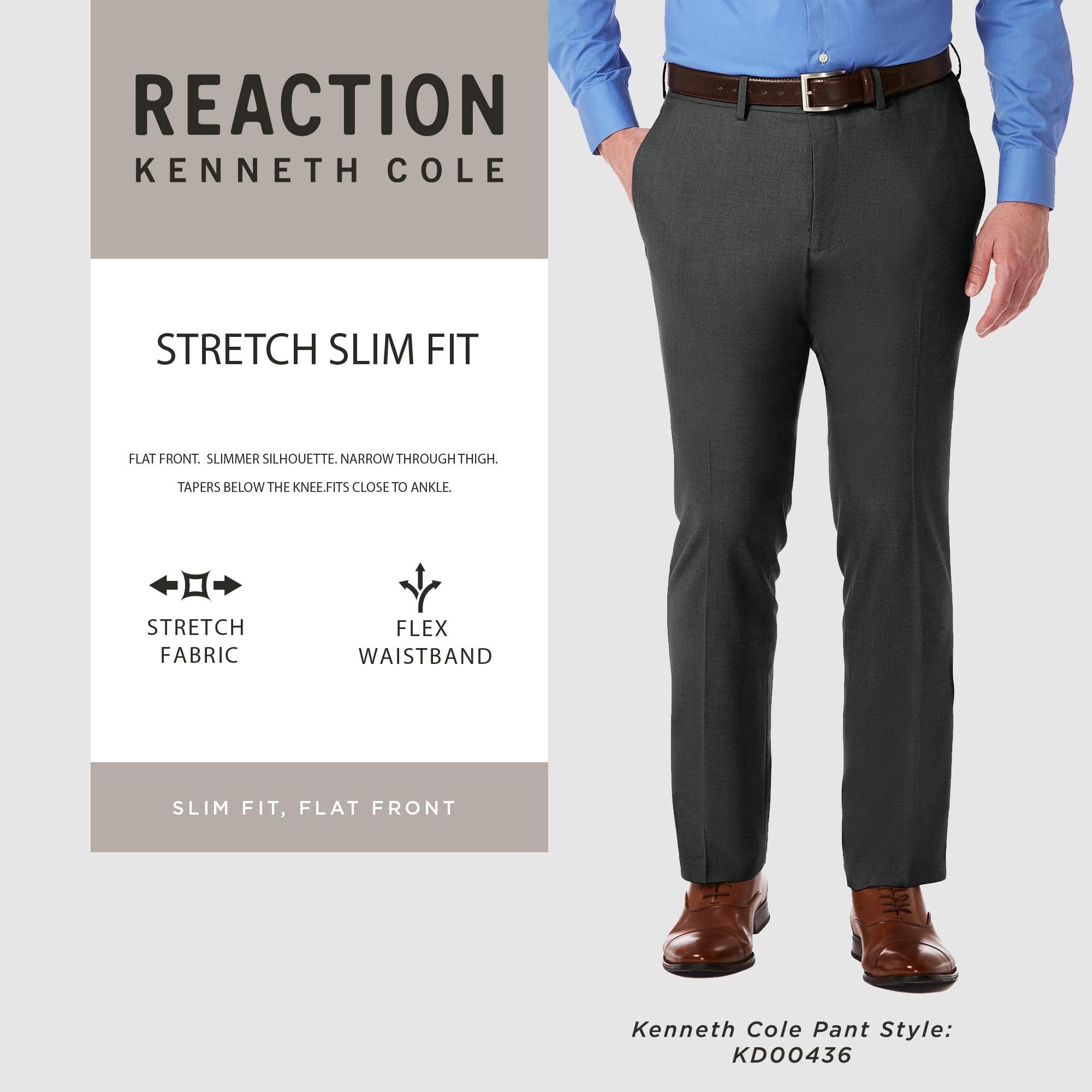 Kenneth Cole Reaction Kenneth Cole Reaction Men's Slim Fit Solid Performance Dress Pant, Black, 36W x 32L