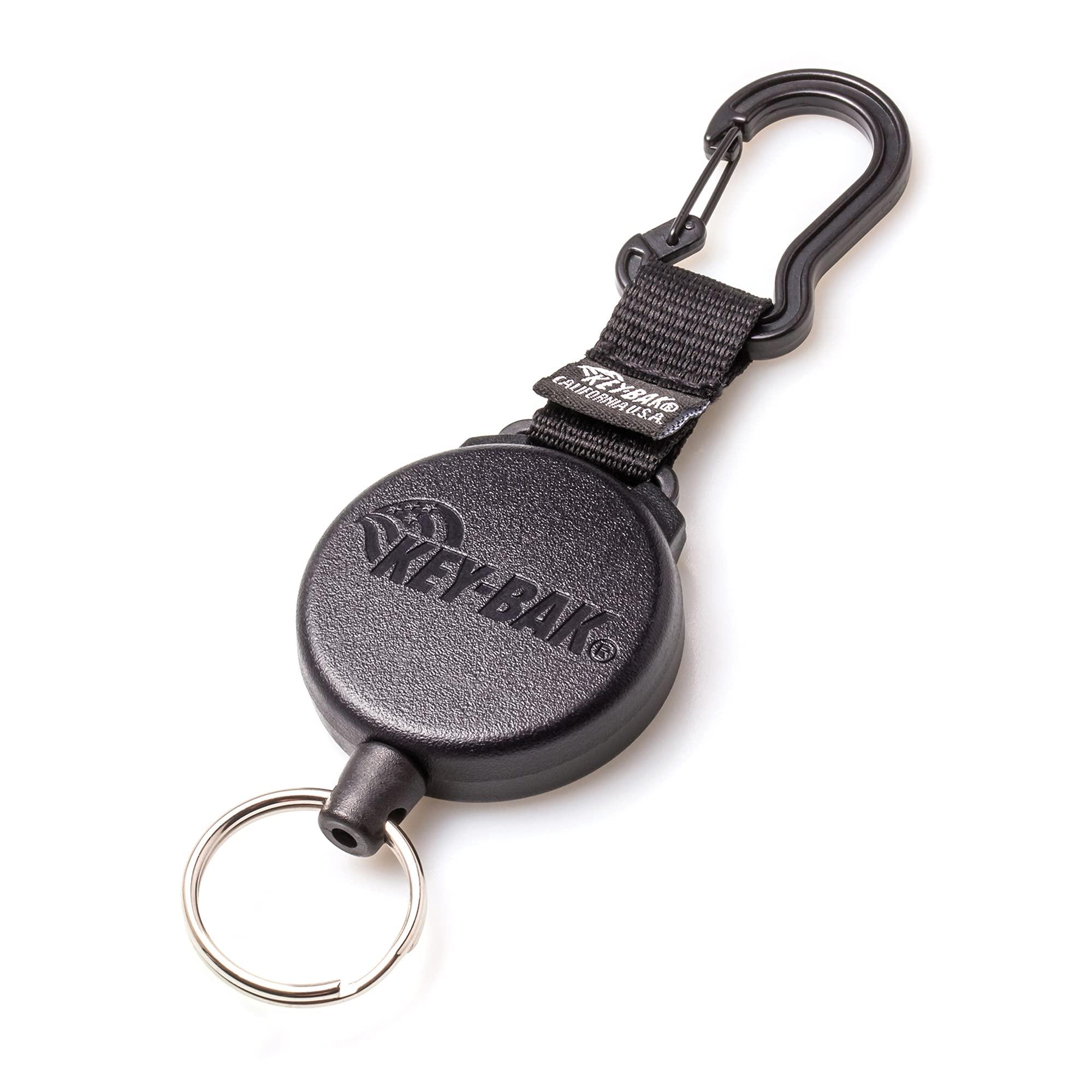 KEY-BAK KEY-BAK SECURIT HD Retractable Keychain, 24" Stainless Steel Chain, 8 oz. Retraction, Durable Polycarbonate Case, Zinc Alloy Carabiner, Split Ring, Black
