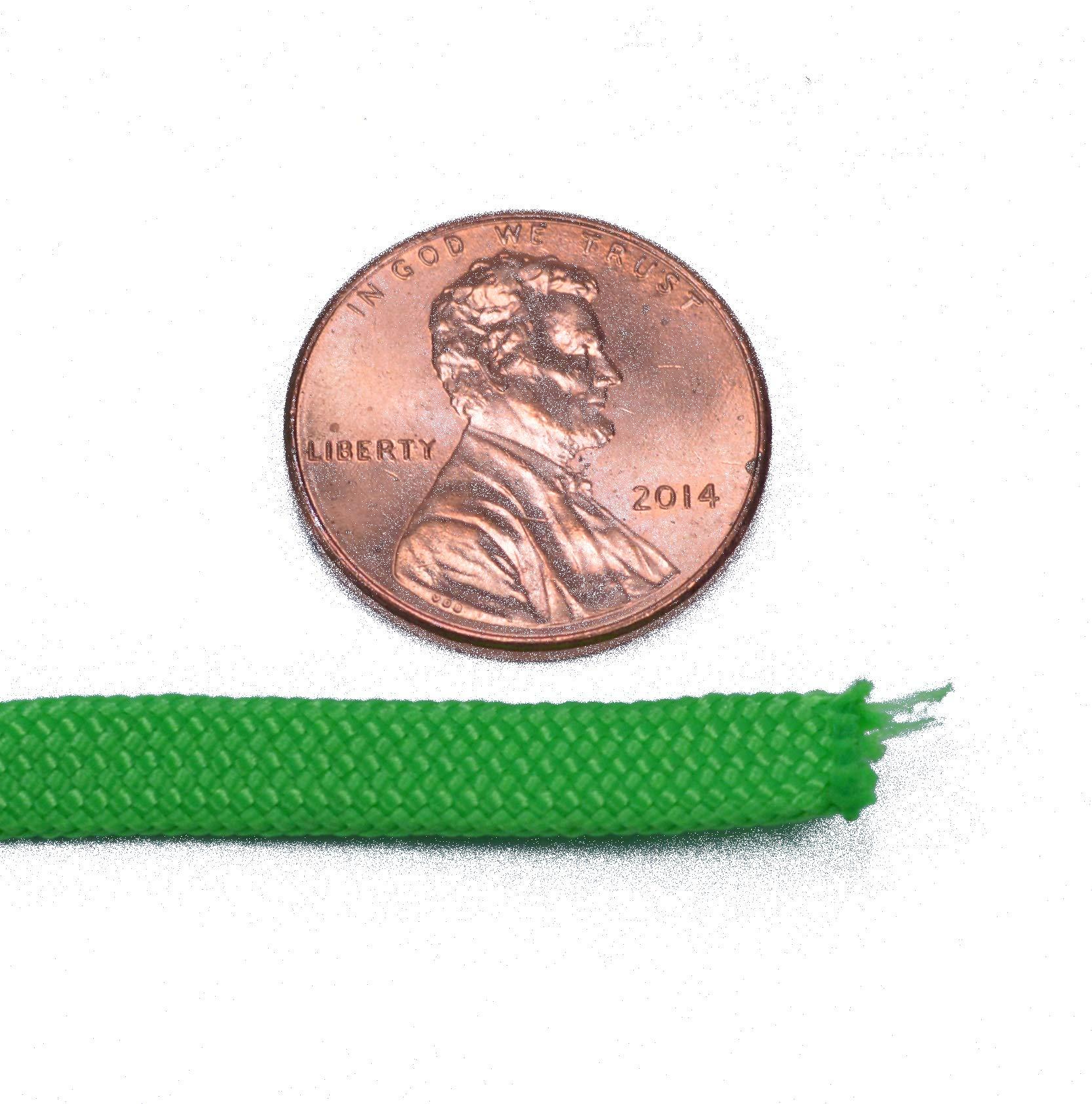 BORED? PARACORD! Coreless/Gutted 550 Paracord - Flat Hollow Cord - Whip Makers Computer Cable Sleeve - Neon Green 100 Feet