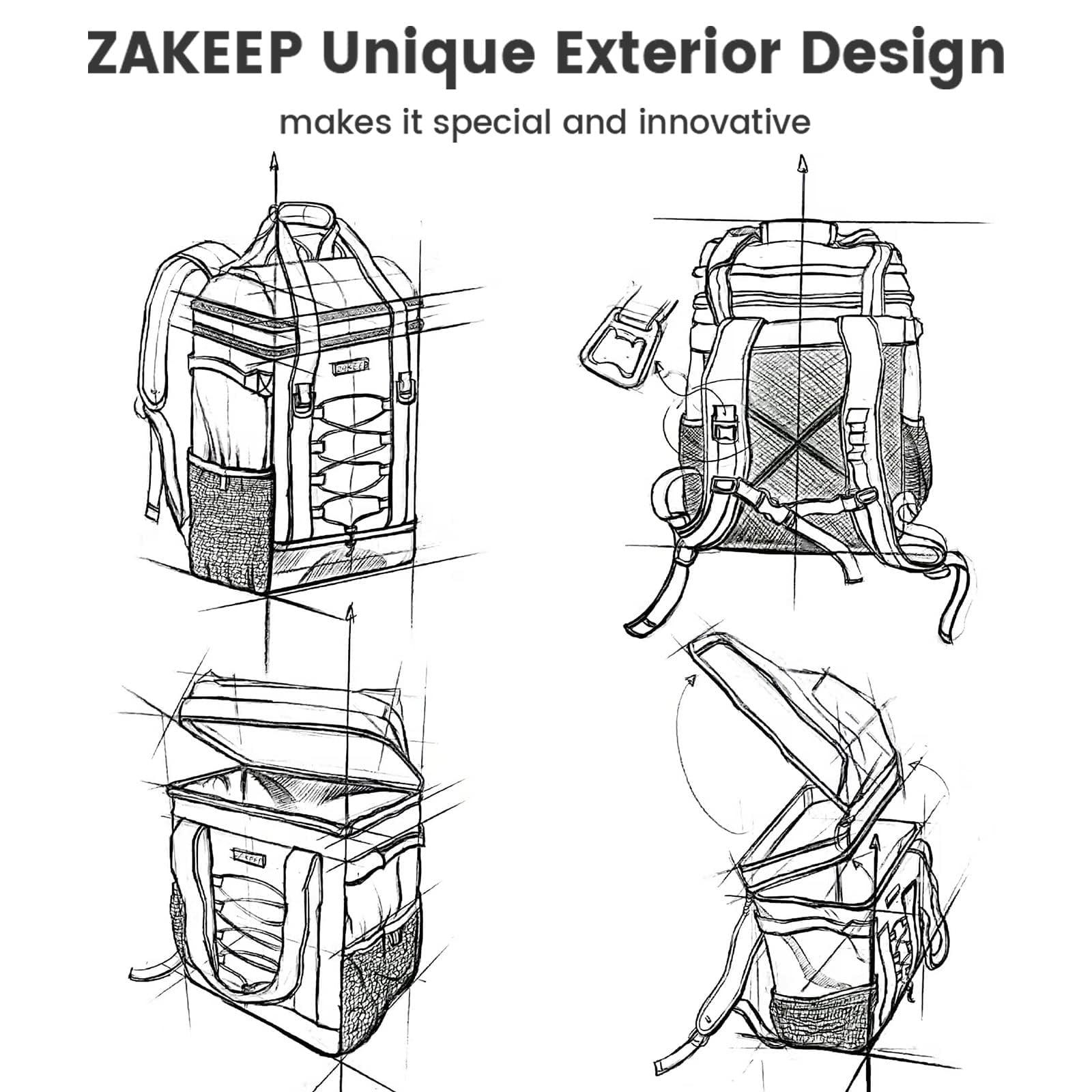 ZAKEEP ZAKEEP Cooler Backpack, 36 Cans Multifunctional Leakproof Cooler Backpack with Padded Top Handle, Mesh Pocket for Camping BBQ (White)