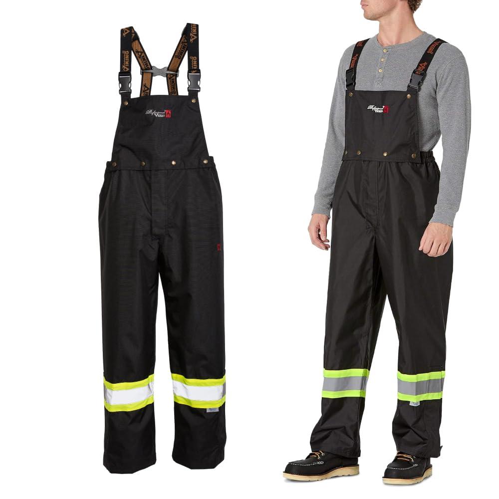 VIKING Viking Professional Journeyman 300D Trilobal Rip-Stop Fire Resistant Bib Overalls - FR Pants for Men and Women, Class 1, Black - X-Large