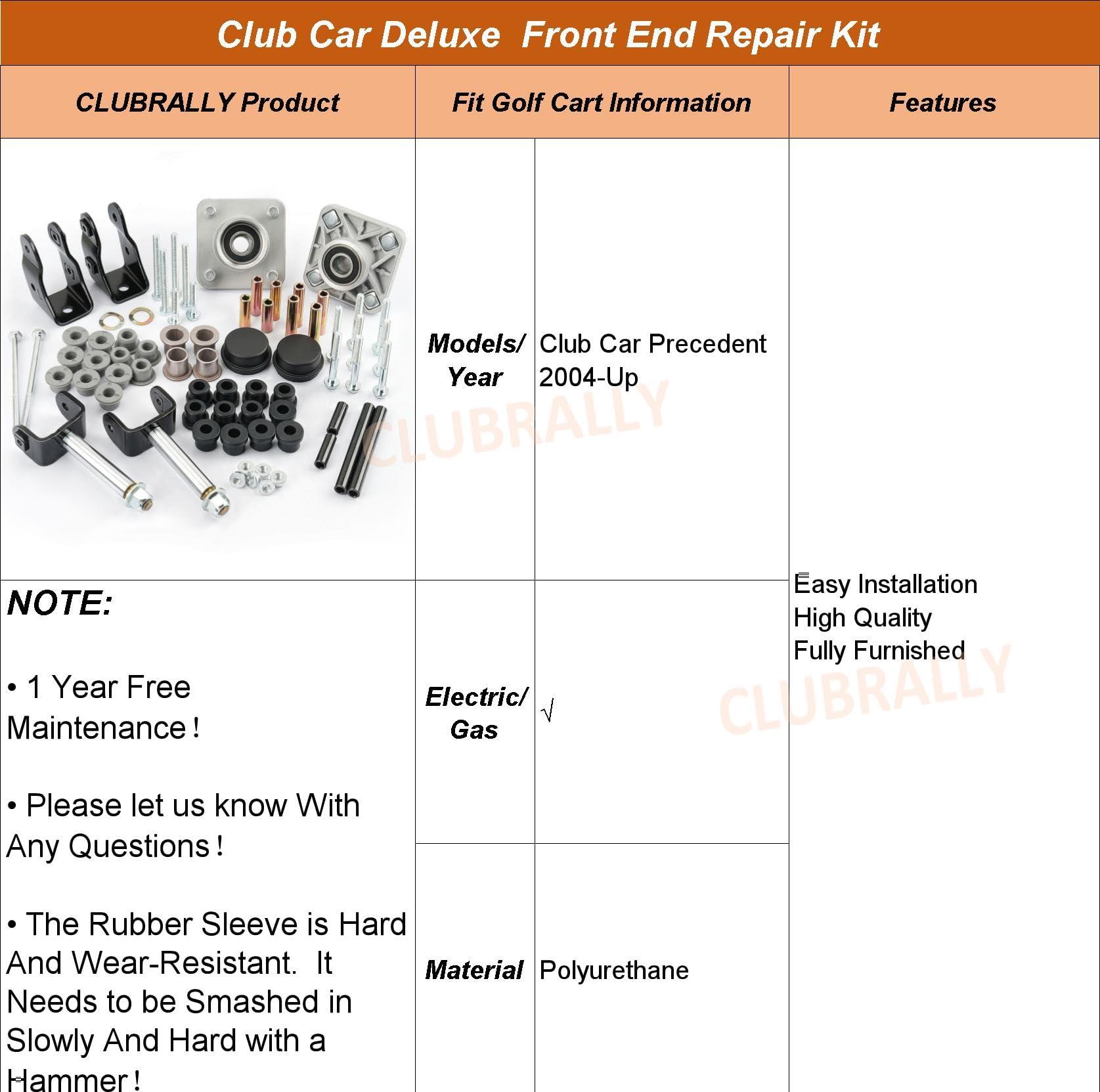 CLUBRALLY CLUBRALLY Club Car Precedent Deluxe Golf Cart Front End Repair Kit 2004-Up