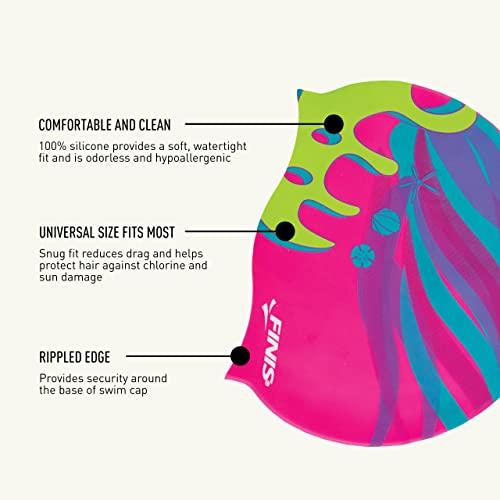 FINIS FINIS Mermaid Silicone Cap - Fun Kids Swim Cap with a Universal Fit - 100% Silicone Swim Cap with Rippled Edge for a Watertight Seal - Swimming Pool Accessories Crown