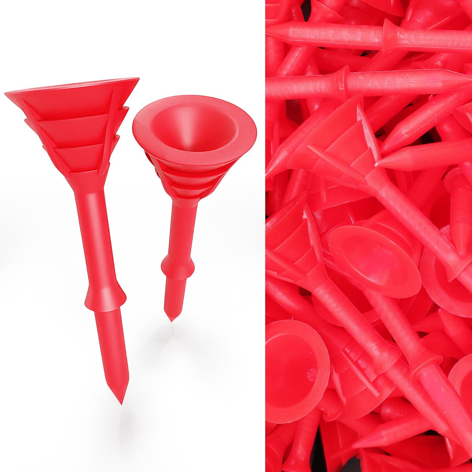 FINGER TEN FINGER TEN Golf Tees Plastic Unbreakable Tee 3 1/4 Inch 12/24/60 Pack, Durable Stable Golf Tee 4 Colors Available for Practice (Red, 3 1/4 Inch(12 Pack))