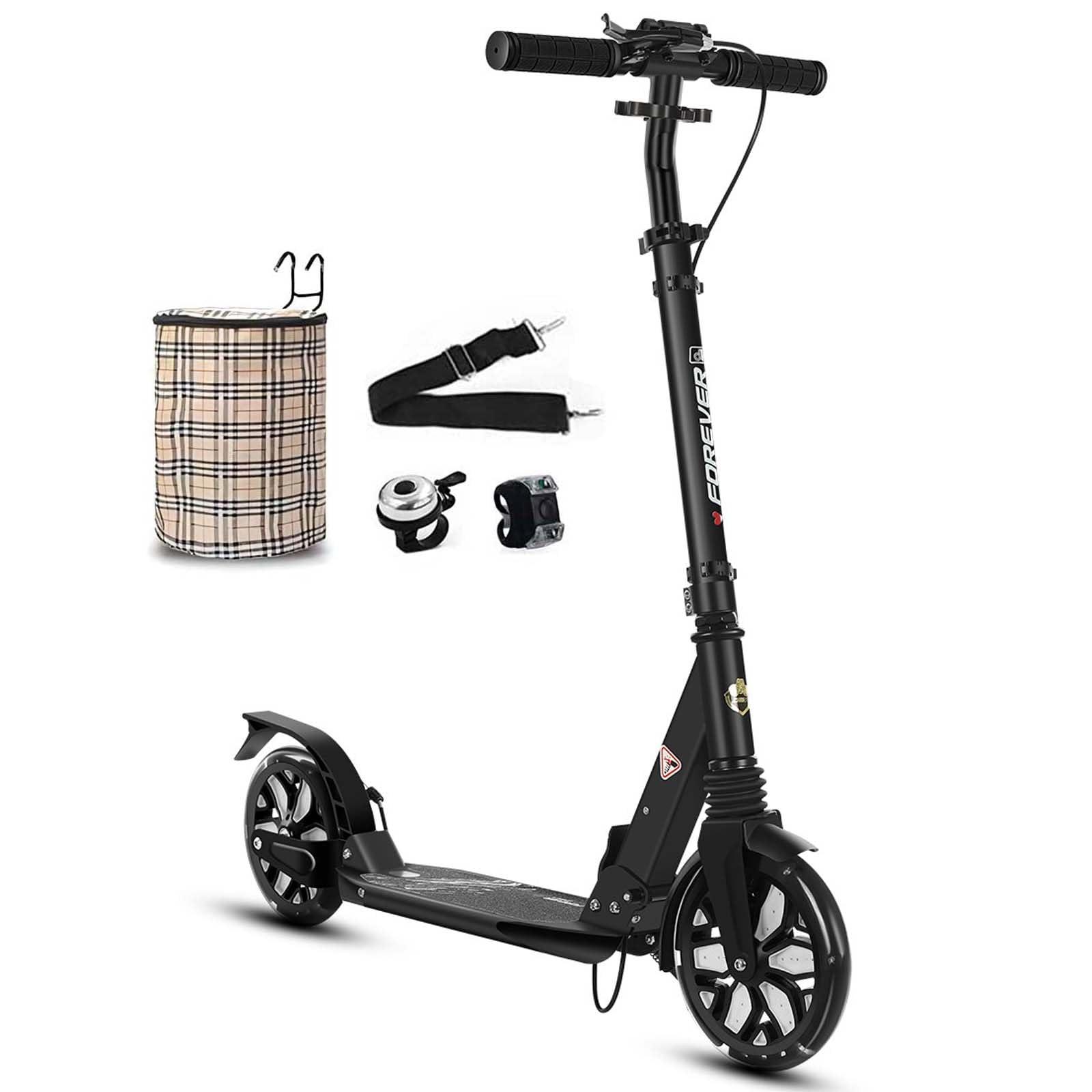 GLDDFDG GLDDFDG Folding Scooter for Adults, Commuter Kick Scooter 300 lbs Capacity, Big Wheels Scooters for Kids 8 Years and up, Adjustable Height, Aluminum,Black