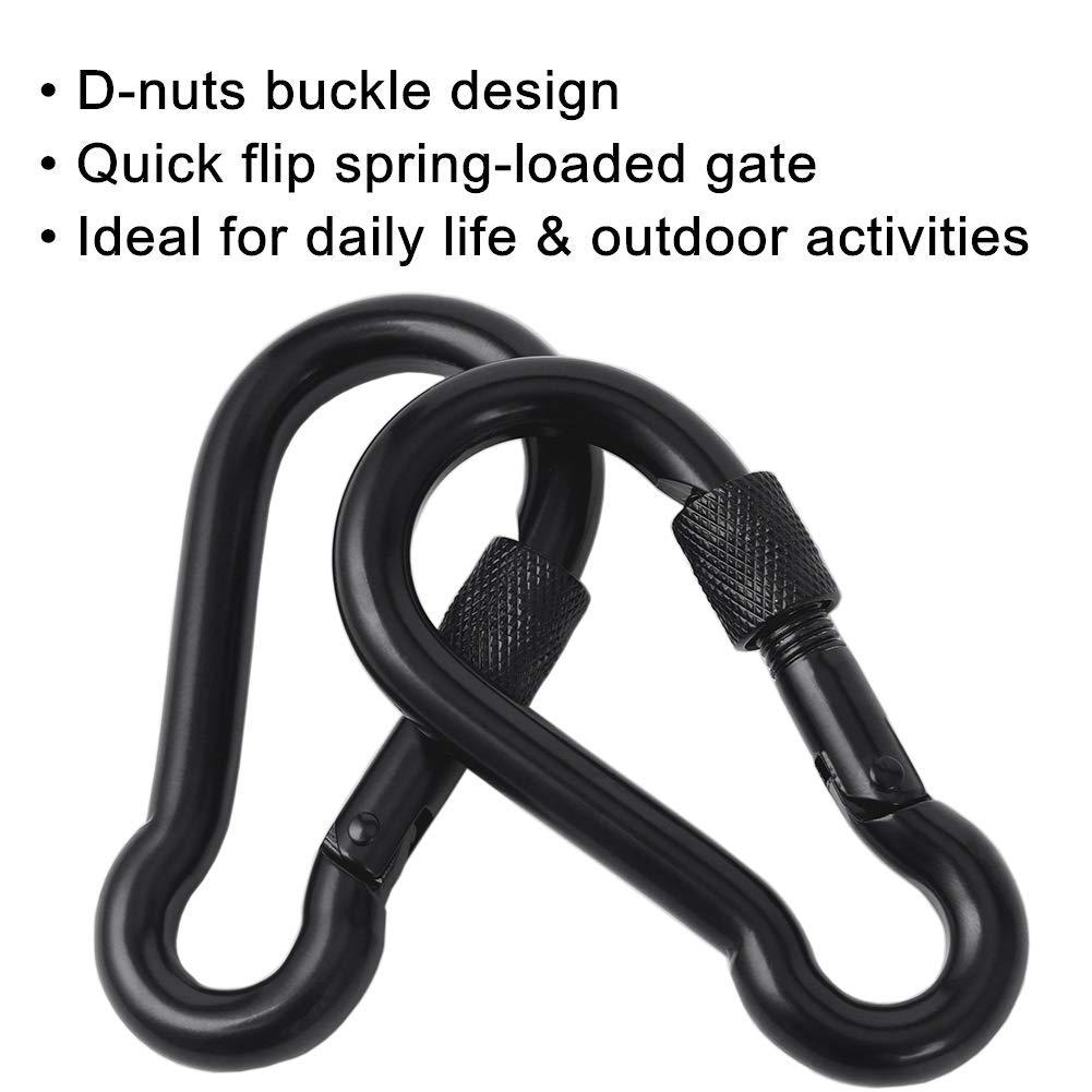 PROND PROND Locking Carabiners, Heavy Duty Carabiner, 316 Stainless Steel Screw Lock Carabiner Hooks (Black - 1PCS)