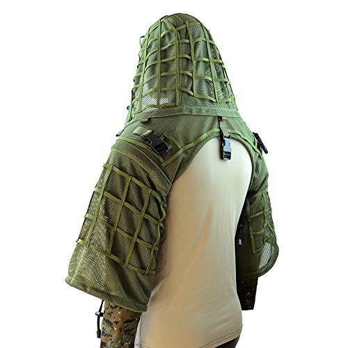 ROCOTACTICAL ROCOTACTICAL Super Breathable Ghillie Suit Foundation, Full Mesh Nylon Sniper Ghillie Base Lightweight Military Ghillie Viper Hood, Army Green