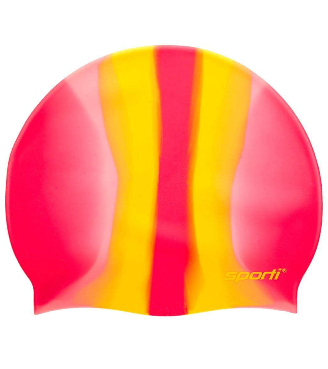 Sporti Sporti Multi Color Silicone Swim Cap - Pink/Yellow Sorbet