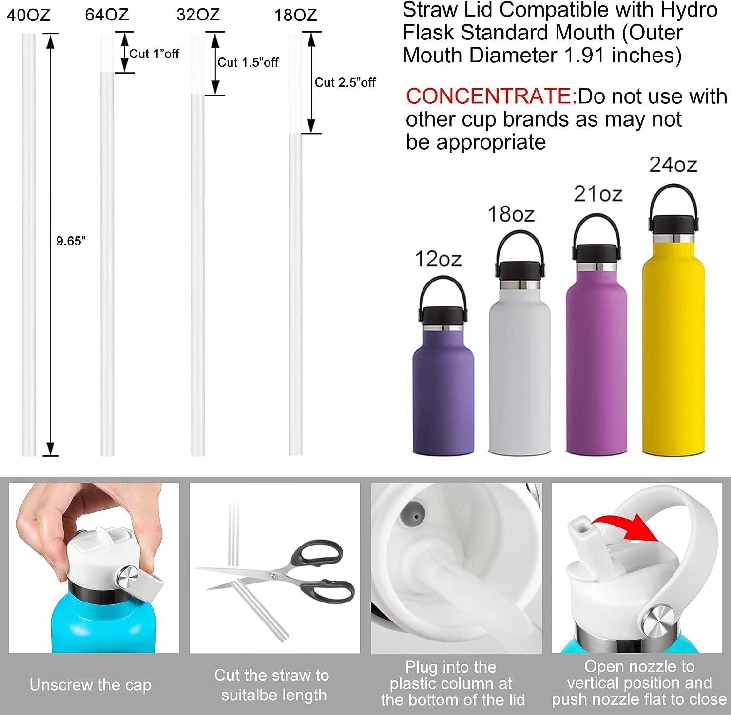VGHNQ Straw Lid for Hydroflask, Lids with Straw for Hydro Flask, Straw Lid 18 21 24 oz Standard Mouth, Replacement Lid Water Bottle, Top Cap with Flexible Handle, Sport Water Bottle Cap Accessories, White