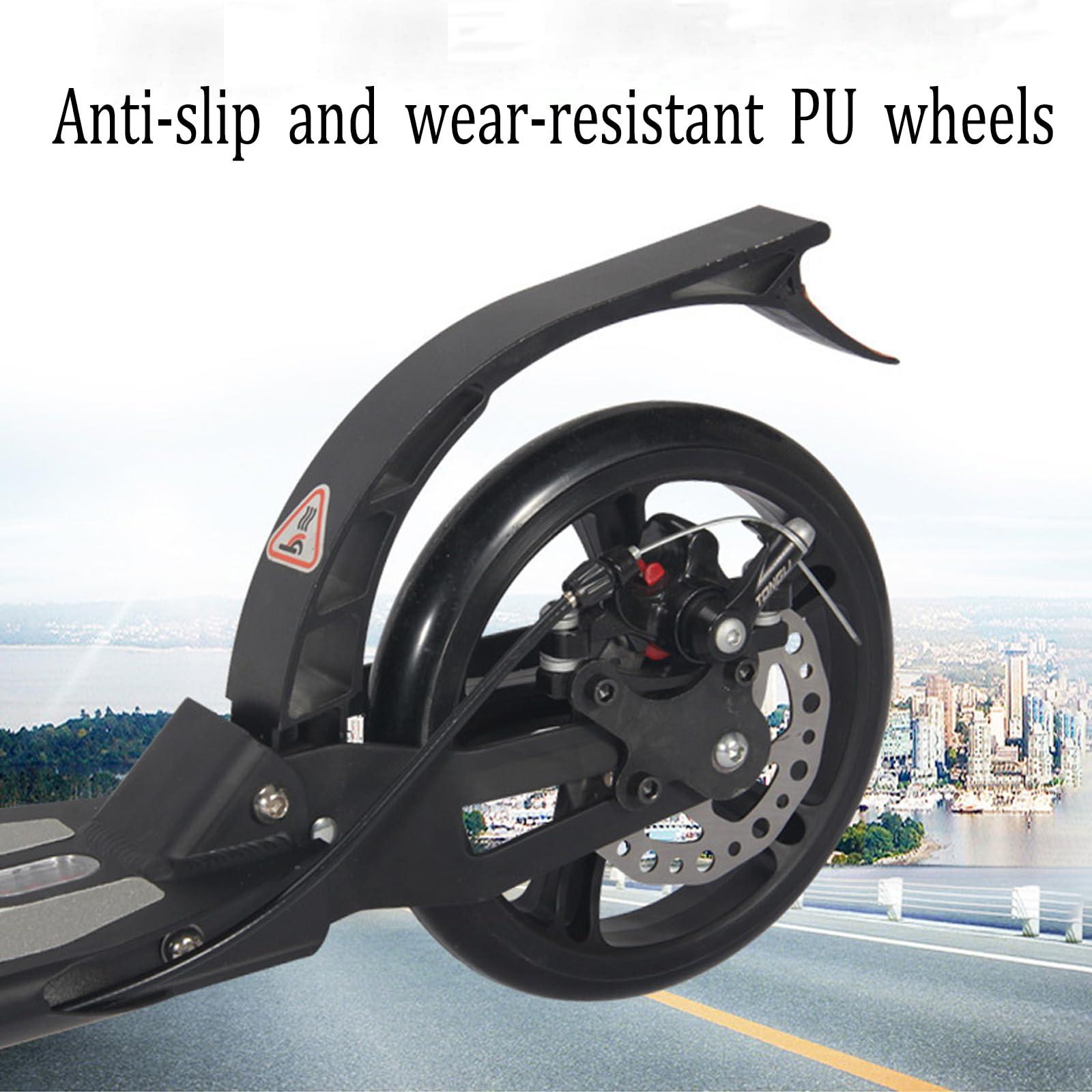 GLDDFDG GLDDFDG Foldable Kick Scooter Adult,Adjustable Height, Anti-Slip Rubber Grips,Extra-Wide Deck,Dual-Brake System,Lightweight Durable Aluminum Alloy Frame Scooter for Riders Up to 220 Lbs,Black