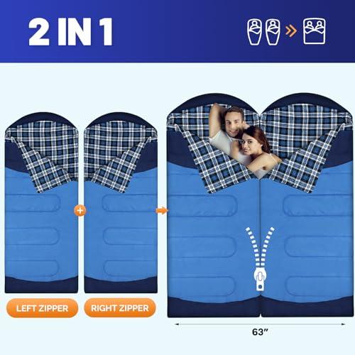 WKFAMOUT WKFAMOUT Backpacking Flannel Sleeping Bag Lightweight for Adults Hiking Ultralight Compact Sleeping Bag Portable Warm Weather Summer with Compression Sack