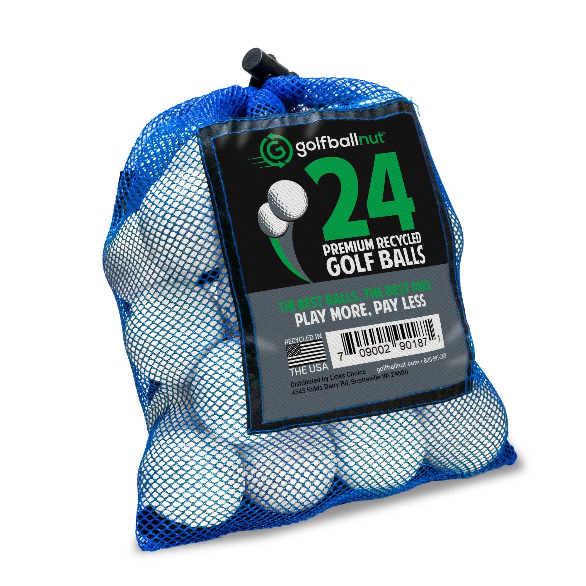 GolfBall Nut GolfBall Nut Used and Recycled Golf Balls for Bridgestone - Includes a Mesh Bag with 5A Quality Golf Balls, 24 Count, White