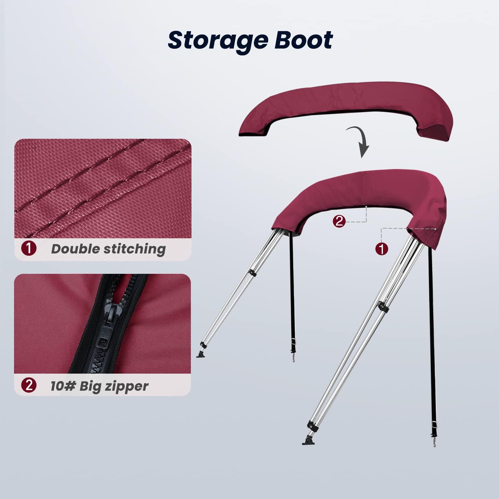 KAKIT KAKIT 3 4 Bow Bimini Tops for Boats with Mesh Sides Heavy Duty Cover Adjustable 4 Straps Zippered Storage Boot