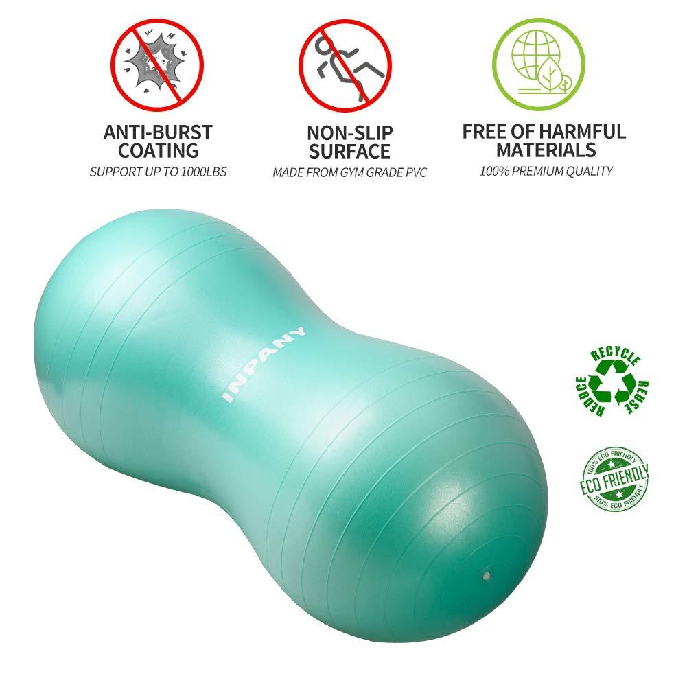 Inpany INPANY Peanut Ball - Anti Burst Exercise Ball for Labor Birthing, Physical Therapy for Kids, Core Strength, Home & Gym Fintness (Include Pump)