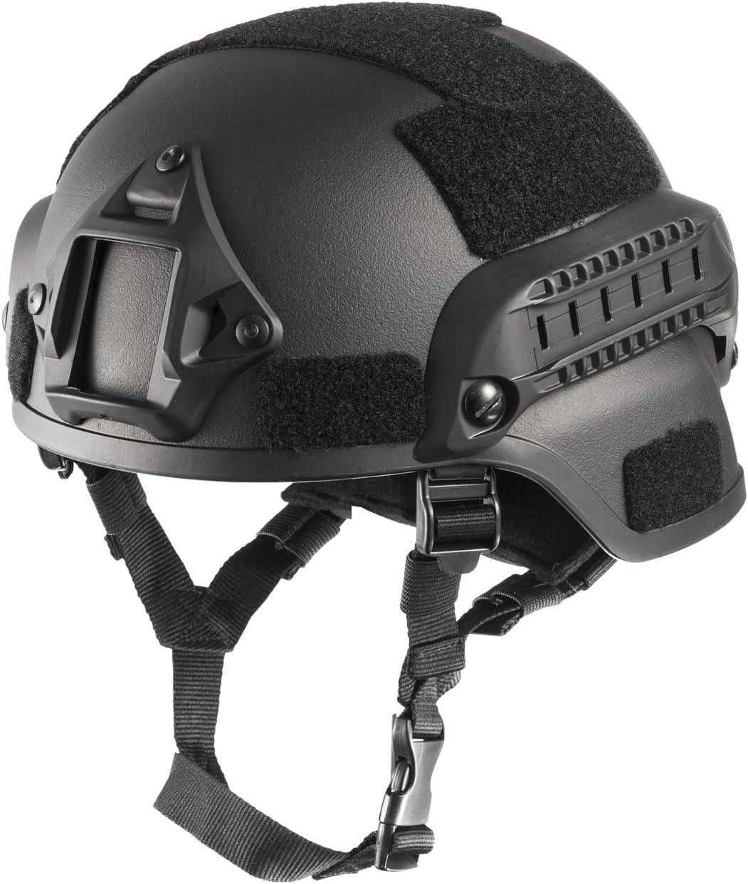 CMAIR4U CMAIR4U Airsoft Helmet Mich 2000 Tactical Helmet with Ear Protection, Front NVG Mount and Side Rail (Black)