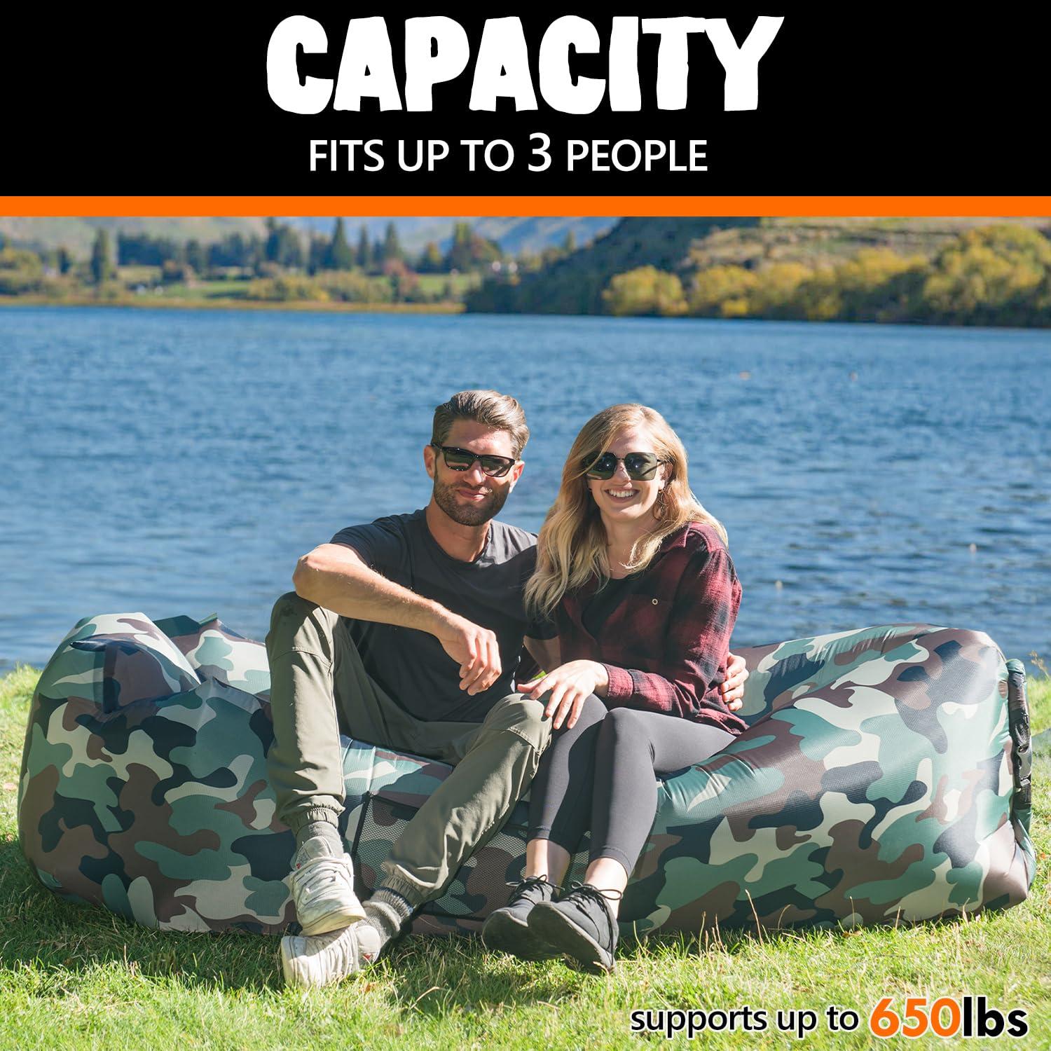 AlphaBeing AlphaBeing Inflatable Lounger Beach Chair Accessories, Air Sofa Hammock Inflatable Couch for Camping Backyard Lakeside with Compression Sacks, Ideal Outdoor Gifts for Adults