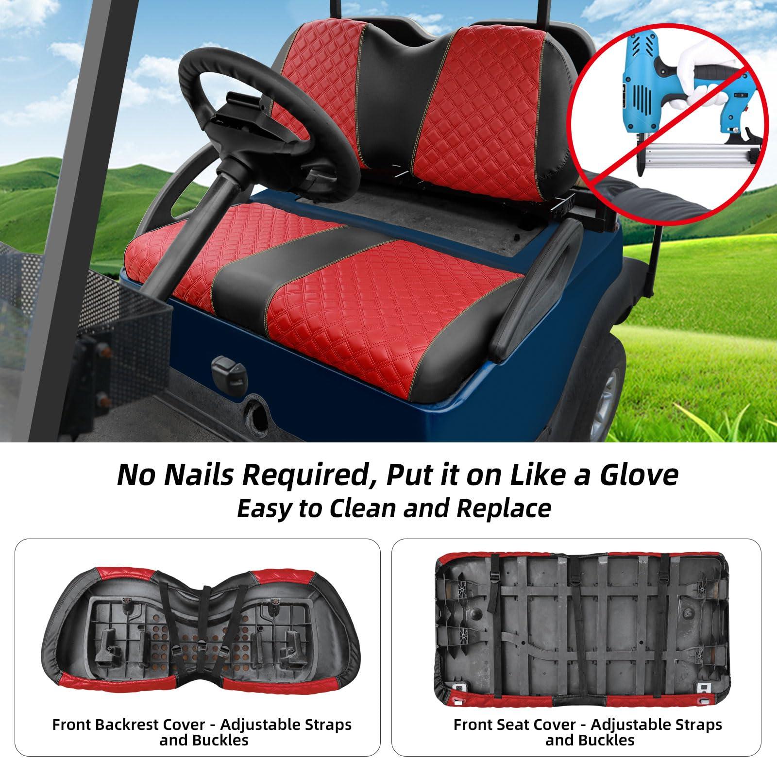 Roykaw Roykaw Golf Cart Seat Covers Kit Fit for Club Car Precedent OEM Ordinary Seat Cushion, Marine Grade Vinyl Material/More Soft and Comfortable, Breathable & Easy to Clean