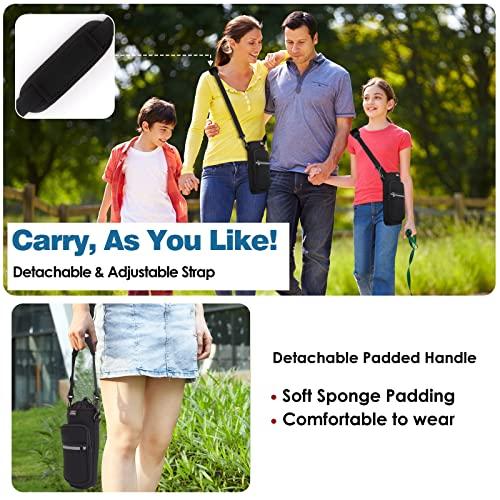Nuovoware Nuovoware Water Bottle Carrier Bag, 25oz/32oz Bottle Pouch Holder, Adjustable Shoulder Hand Strap 2 Pocket Sling Neoprene Sleeve Sports Water Bottle Accessories for Men/Women Hiking Travelling, Black