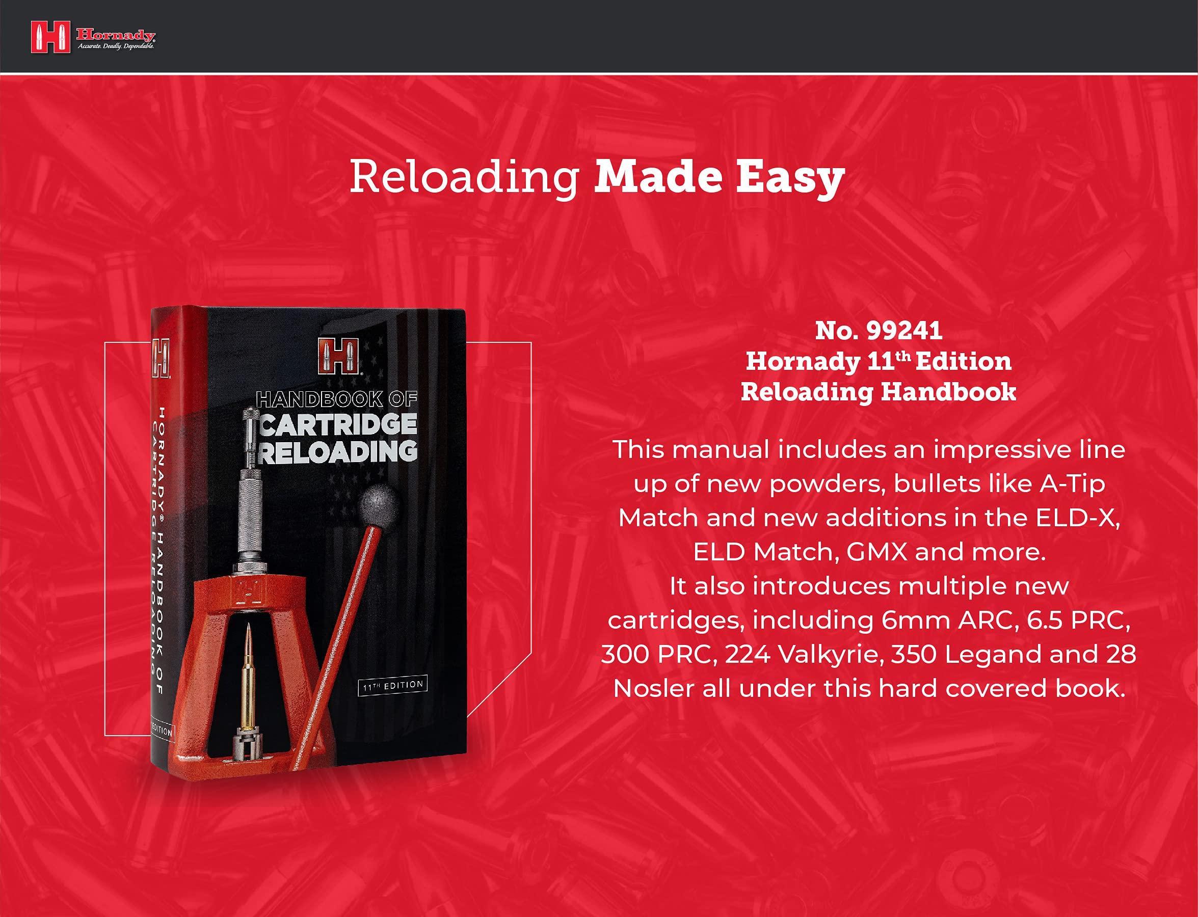 Oeream Hornady Reloading Manual - 11th Edition Handbook of Cartridge Reloading (2021), Features 1,000 Pages of Reloading Data, Techniques and Bullet Information - All Skill Levels, Hard Cover