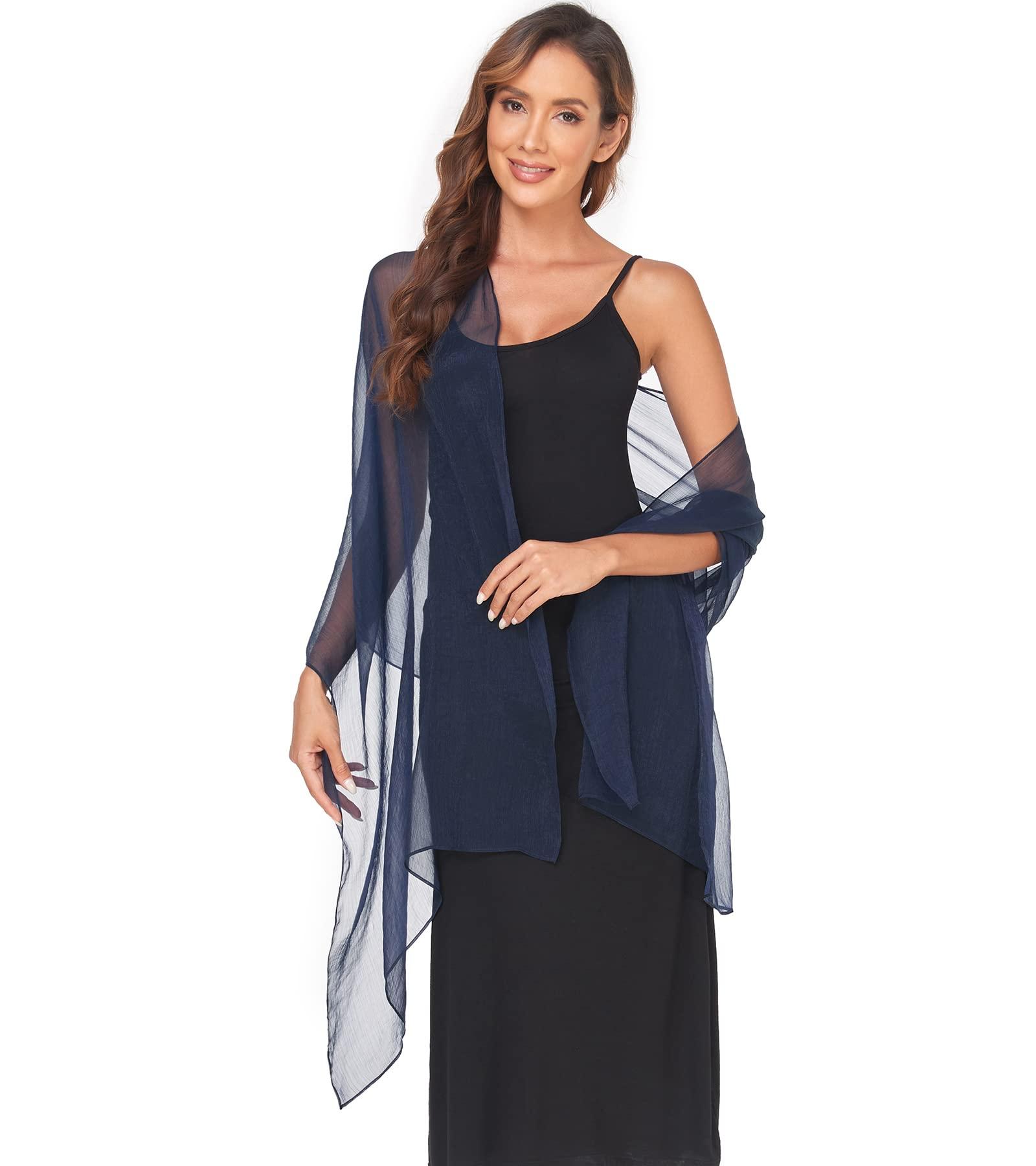 SURVODJA SURVODJA Women Shawls and Wraps for Evening Dress Lightweight Scarf Wedding Guest Shawl Wrap Bridesmaid Scarves(Navy Blue,79''18')