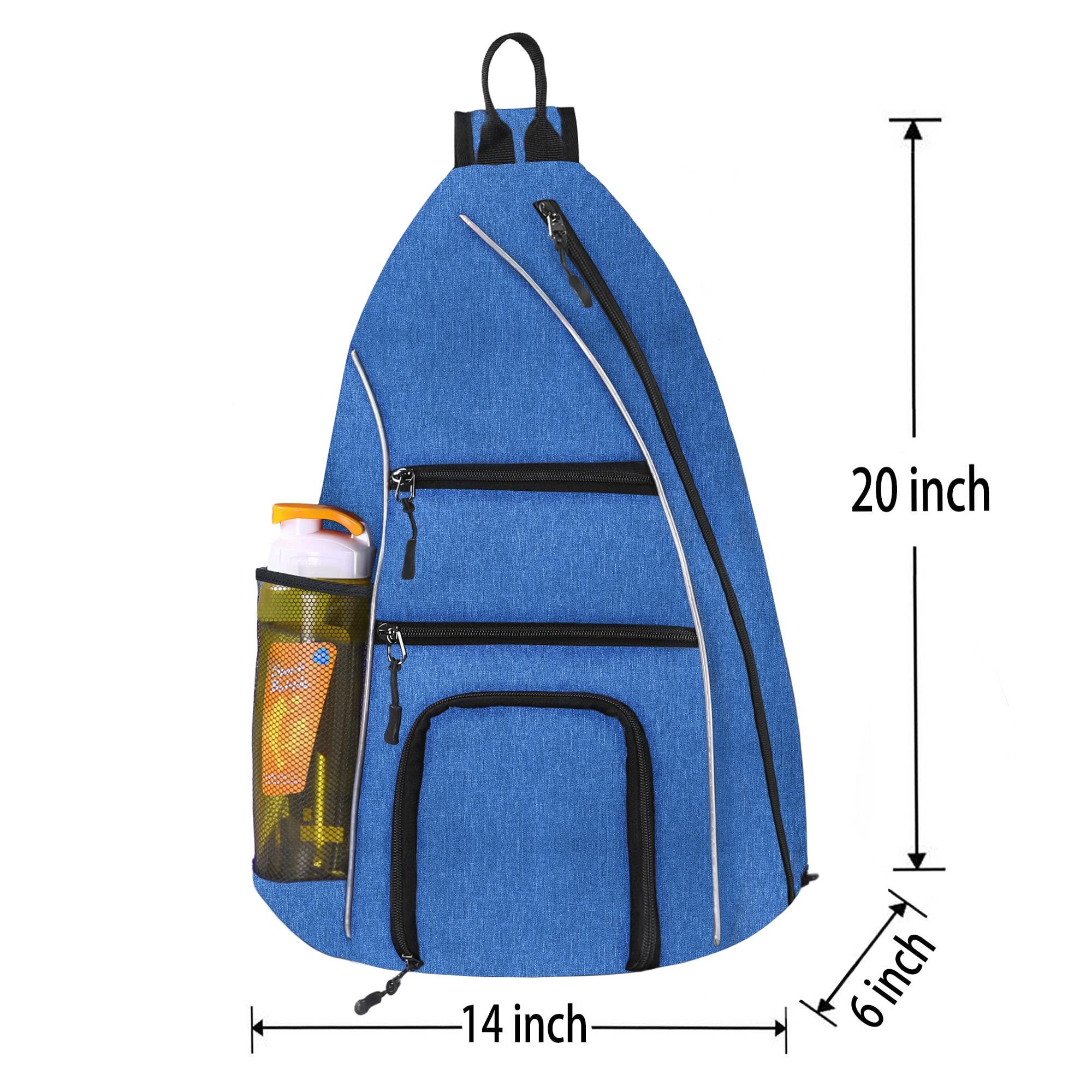 LLYWCM LLYWCM Pickleball Bag | Reversible Crossbody Sling Backpack for Paddle, Tennis, Racket and Travel - for Women Men (Dark Blue)