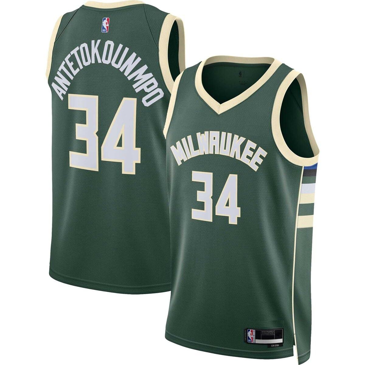 Outerstuff Giannis Antetokounmpo Milwaukee Bucks NBA Kids Youth 8-20 Green Icon Edition Swingman Jersey (US, Numeric, 8, Regular, Green)