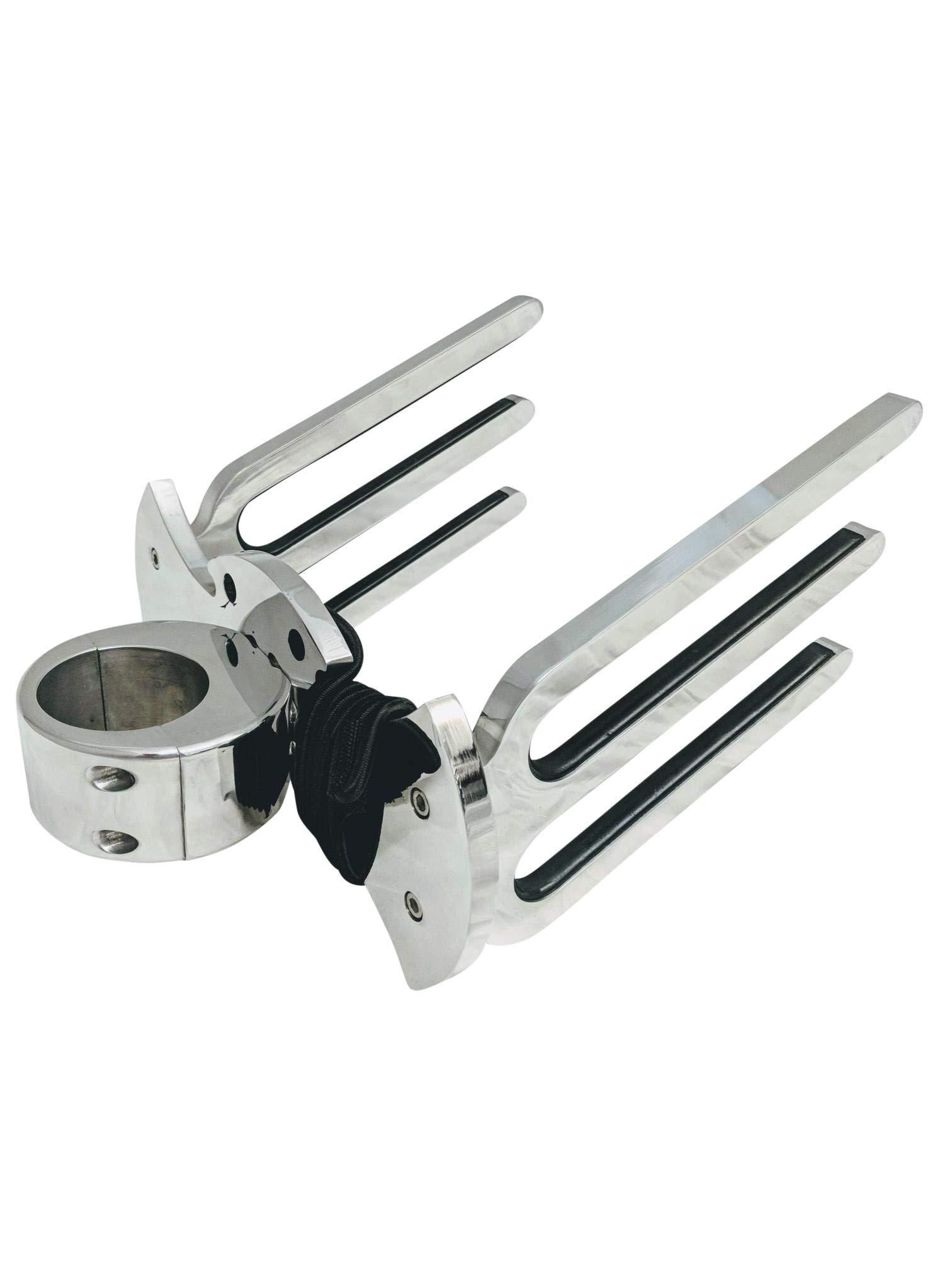 Krypt Towers Krypt Towers Wakeboard Rack, Polished Aluminum Wakeboarding Tower Holder, Adjustable Angle Base to Level with Boat, Clamp Fits Tubing Sizes: 1 3/4", 1 7/8", 2", 2 1/4", 2 3/8", 2 1/2"