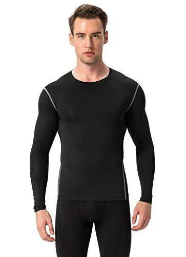 Queerier Men\'s Compression Long Sleeve Shirts, Cool Dry Sport Workout Underwear Shirt Athletic Baselayer Running Gym Tops