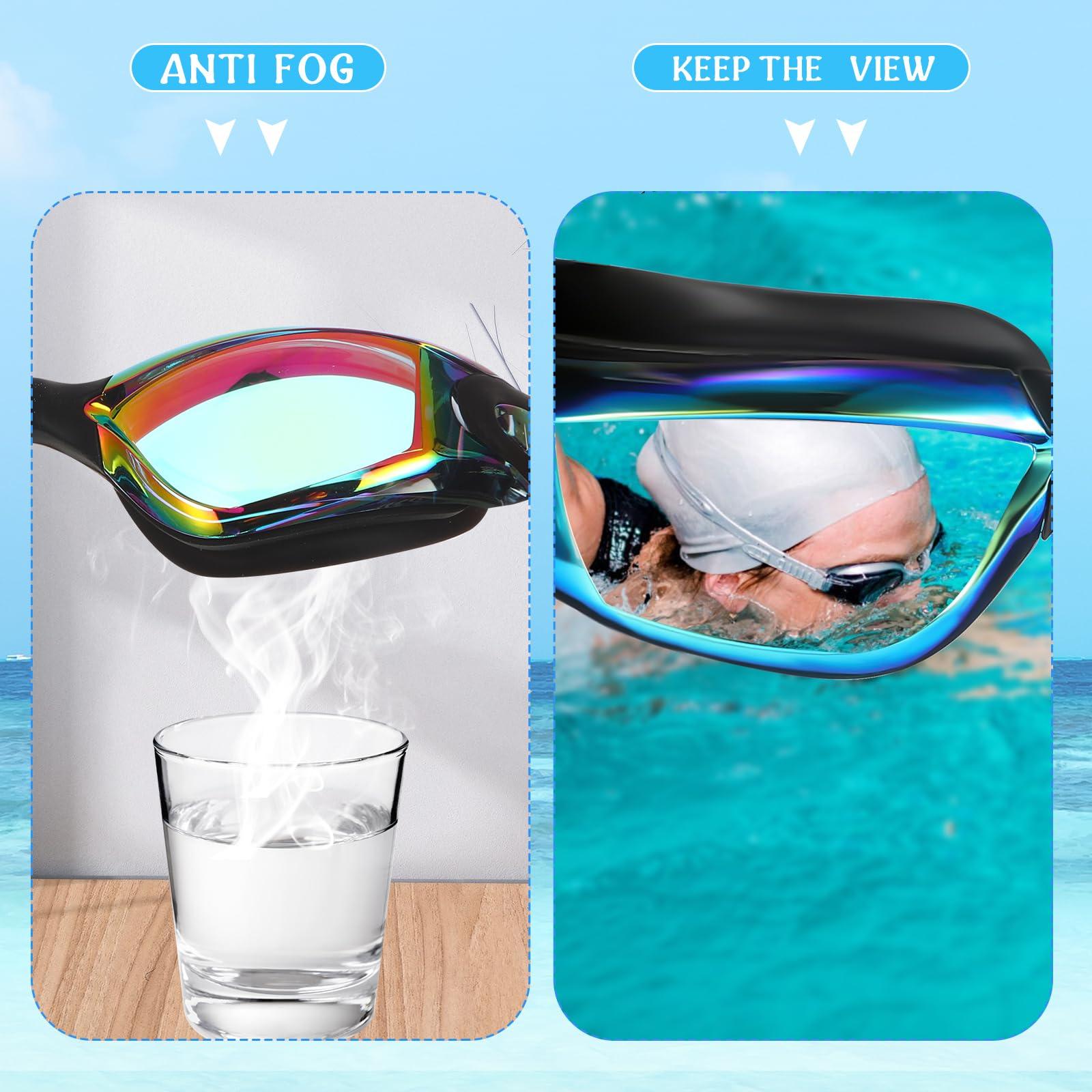 Flutesan Flutesan 6 Pack Swimming Goggles Adult Kids Anti Fog Pool Goggles with Ear Plugs Nose Clip No Leaking Full Protection(Multi Color,6.3 x 1.8 Inches)